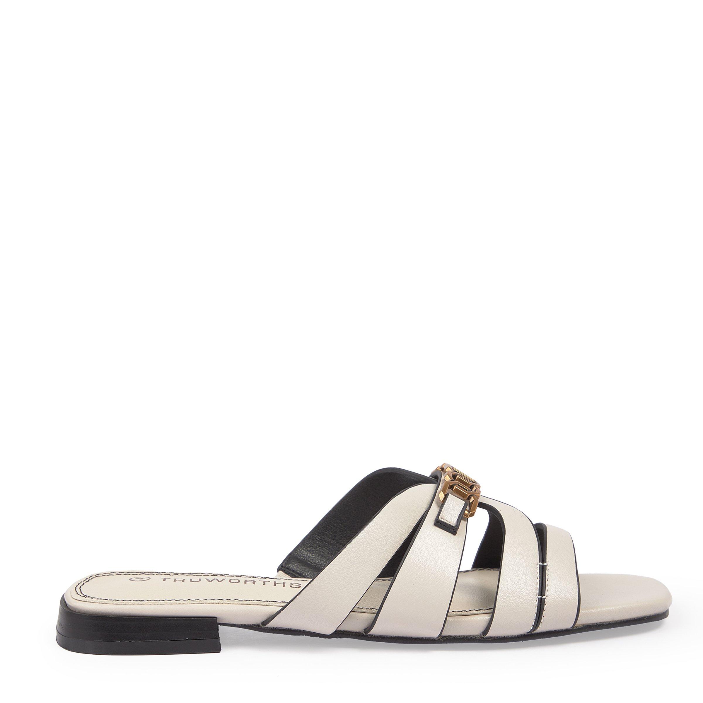 mule sandal 75 black fabric beige calfskin