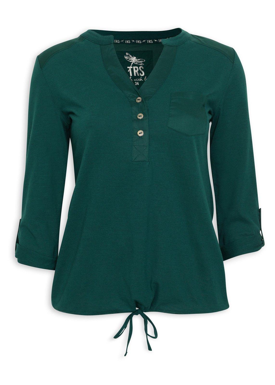 Teal Henley T-shirt with Drawsrtings (3219820) | TRS