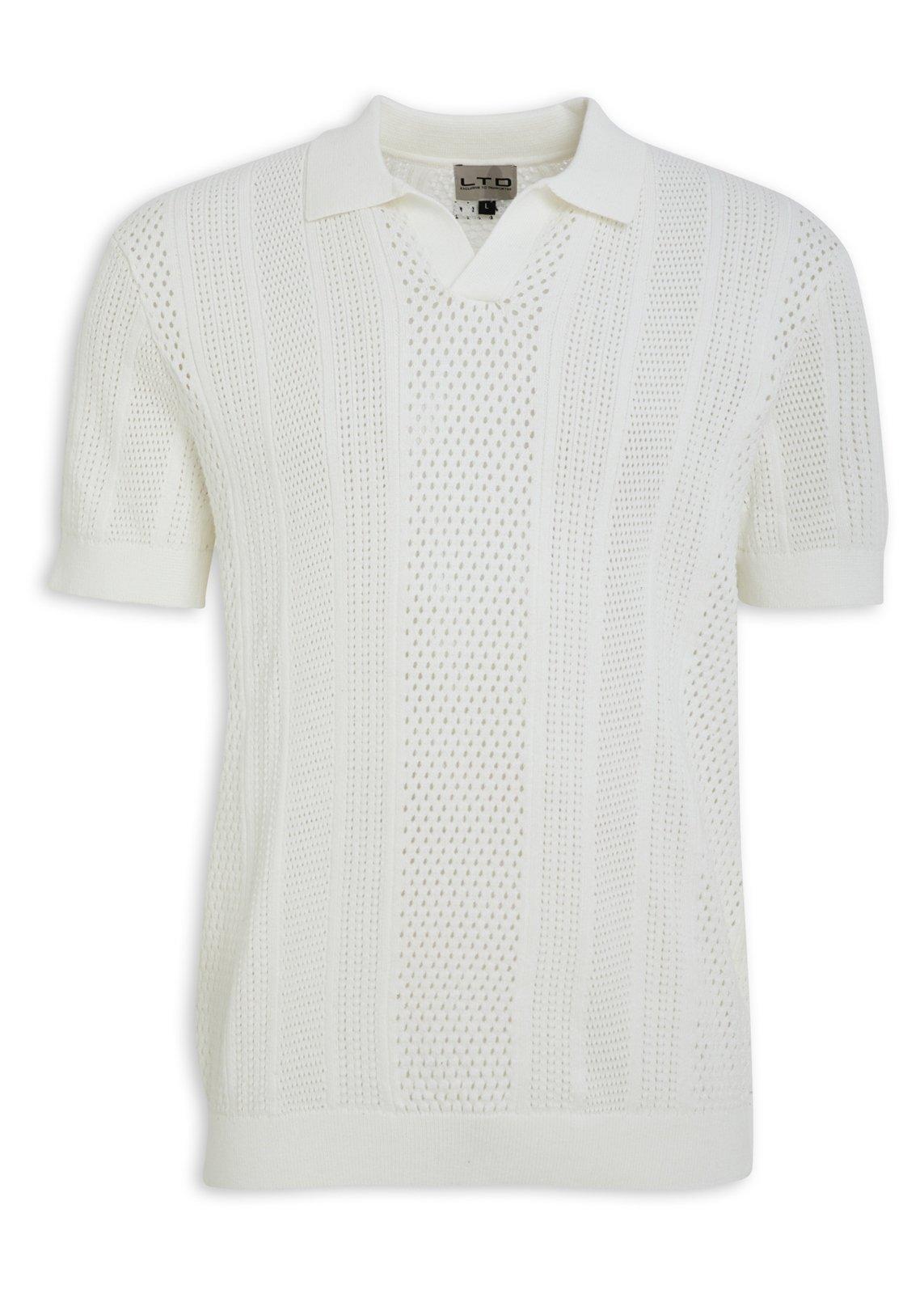 Off White Knit Golfer Shirt (3220086) | LTD Man