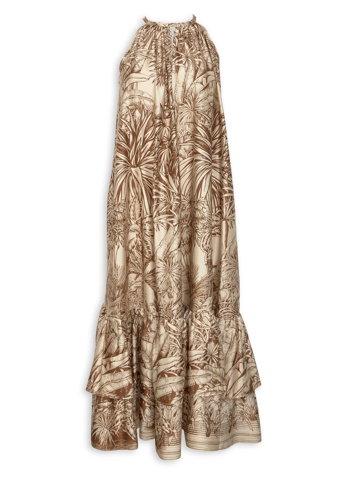 Brown Printed Satin Trapeze Dress (3220815) | Truworths