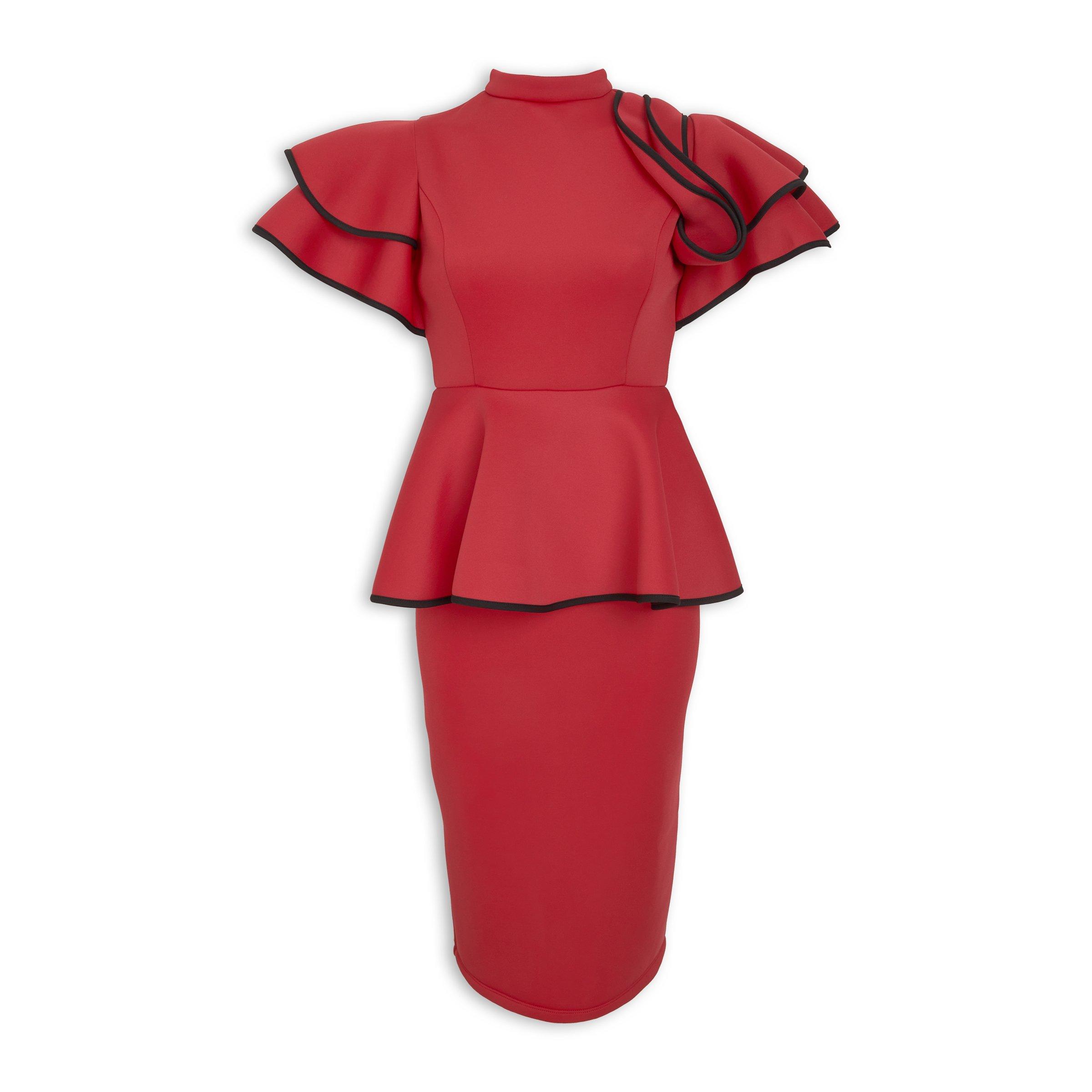 Red & Black Contrast Midi Dress (3220899) | Miss Port