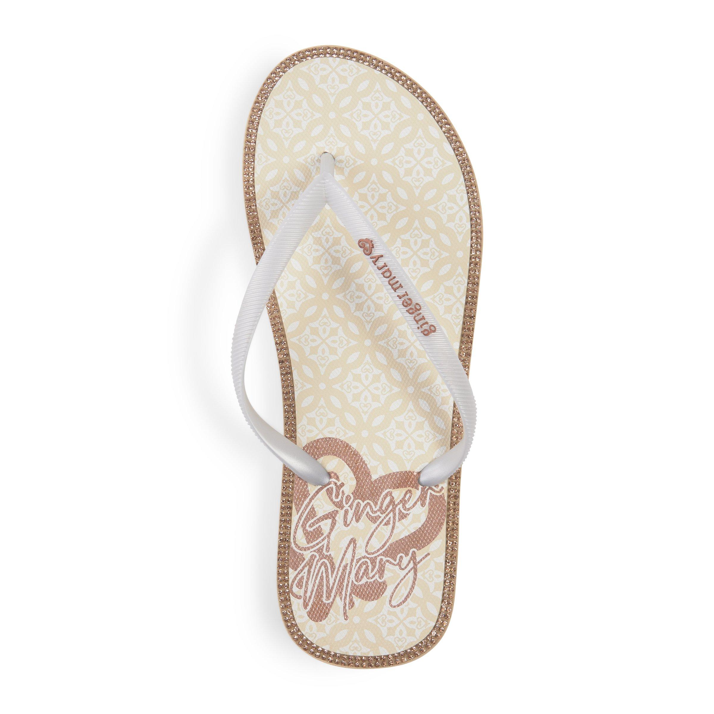 Truworths Ginger Brand Sandals Beige Embellished Flip Flops