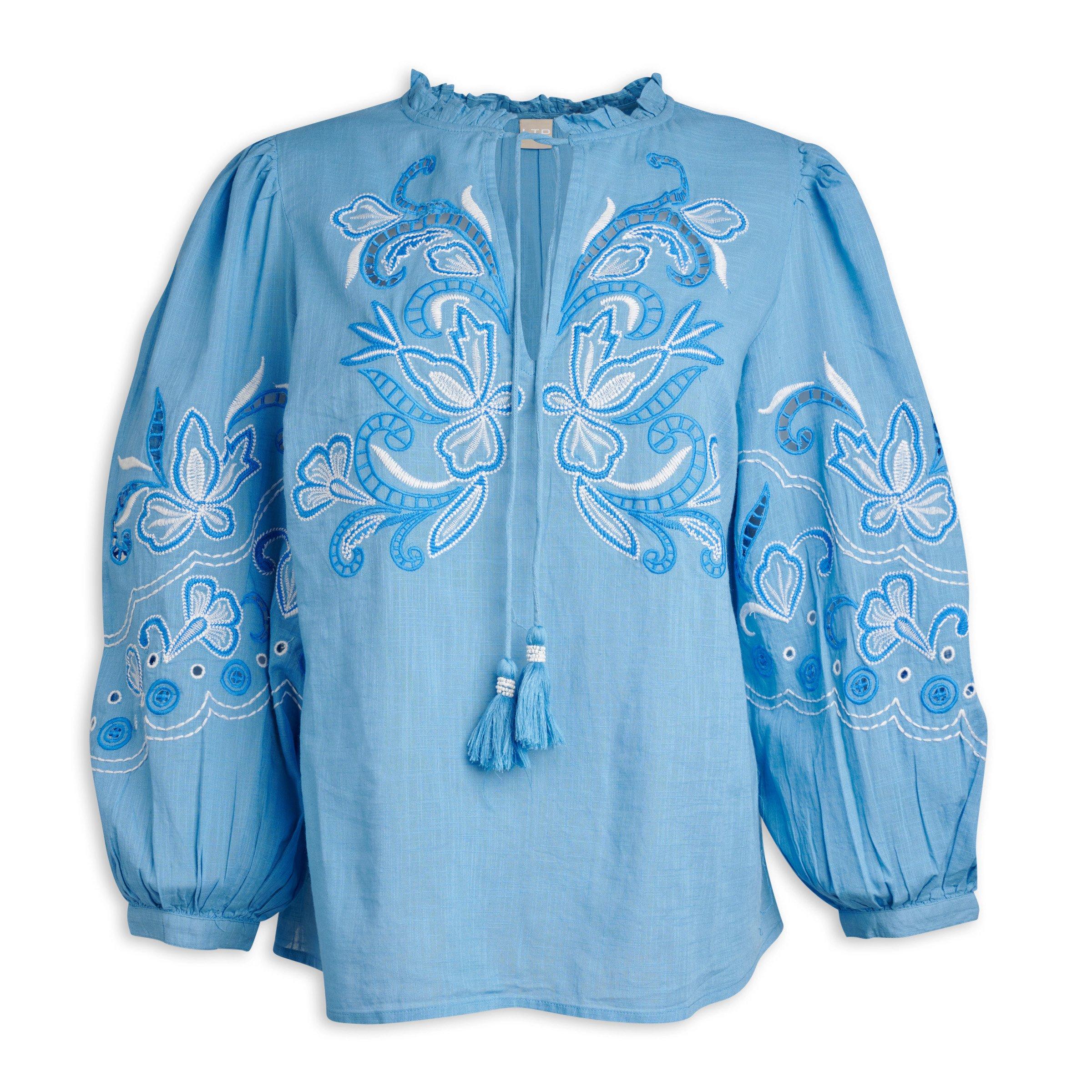Blue Embroidered Blouse (3221667) | LTD Woman