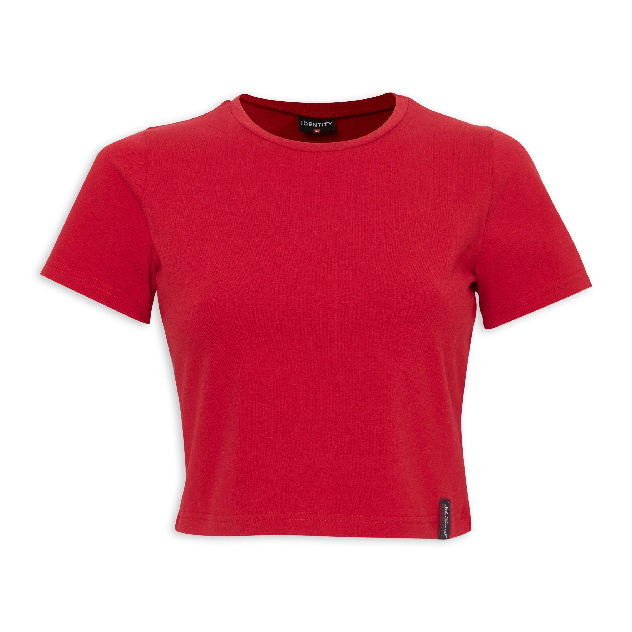 Red Cropped Fitted T-shirt (3221737) | Identity