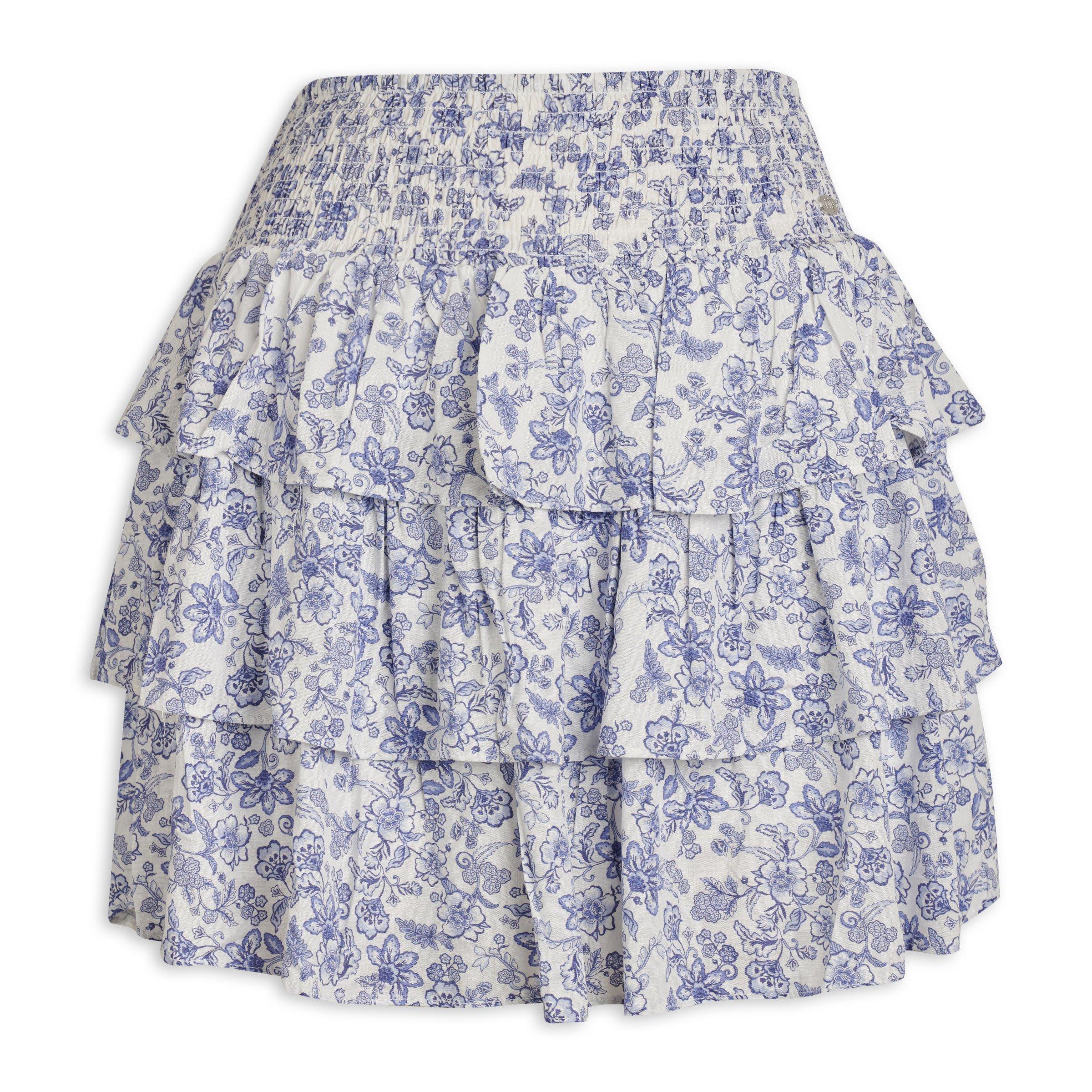 Blue Floral Tiered Skirt (3222154) | Identity