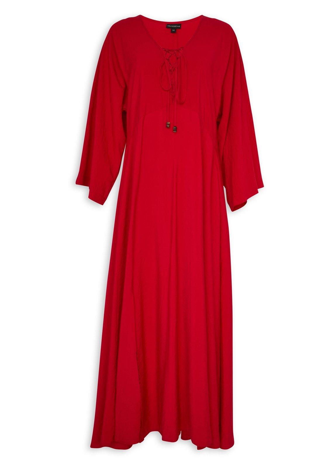 strapless open back dress Shop Women's Pleated Red Butterfly Sleeves Kaftan Maxi Dress| Showoffff