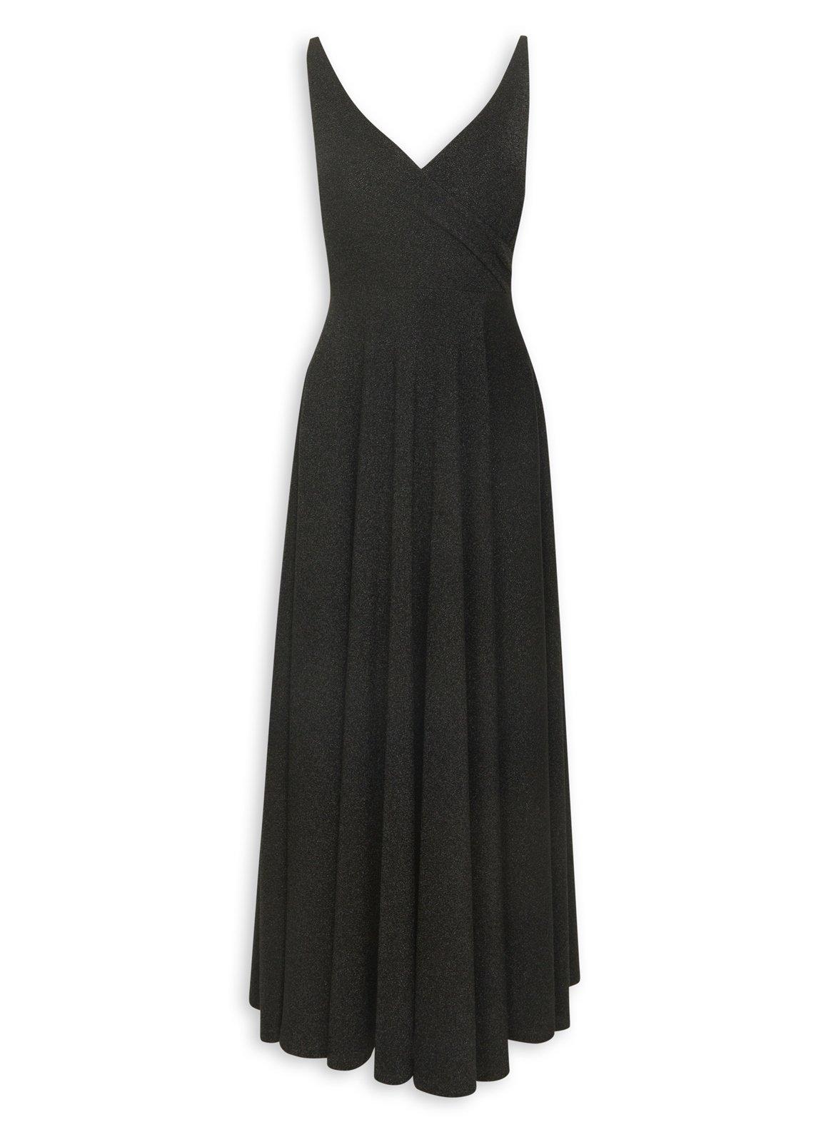 17715 Black Sleeveless Shimmer Dress