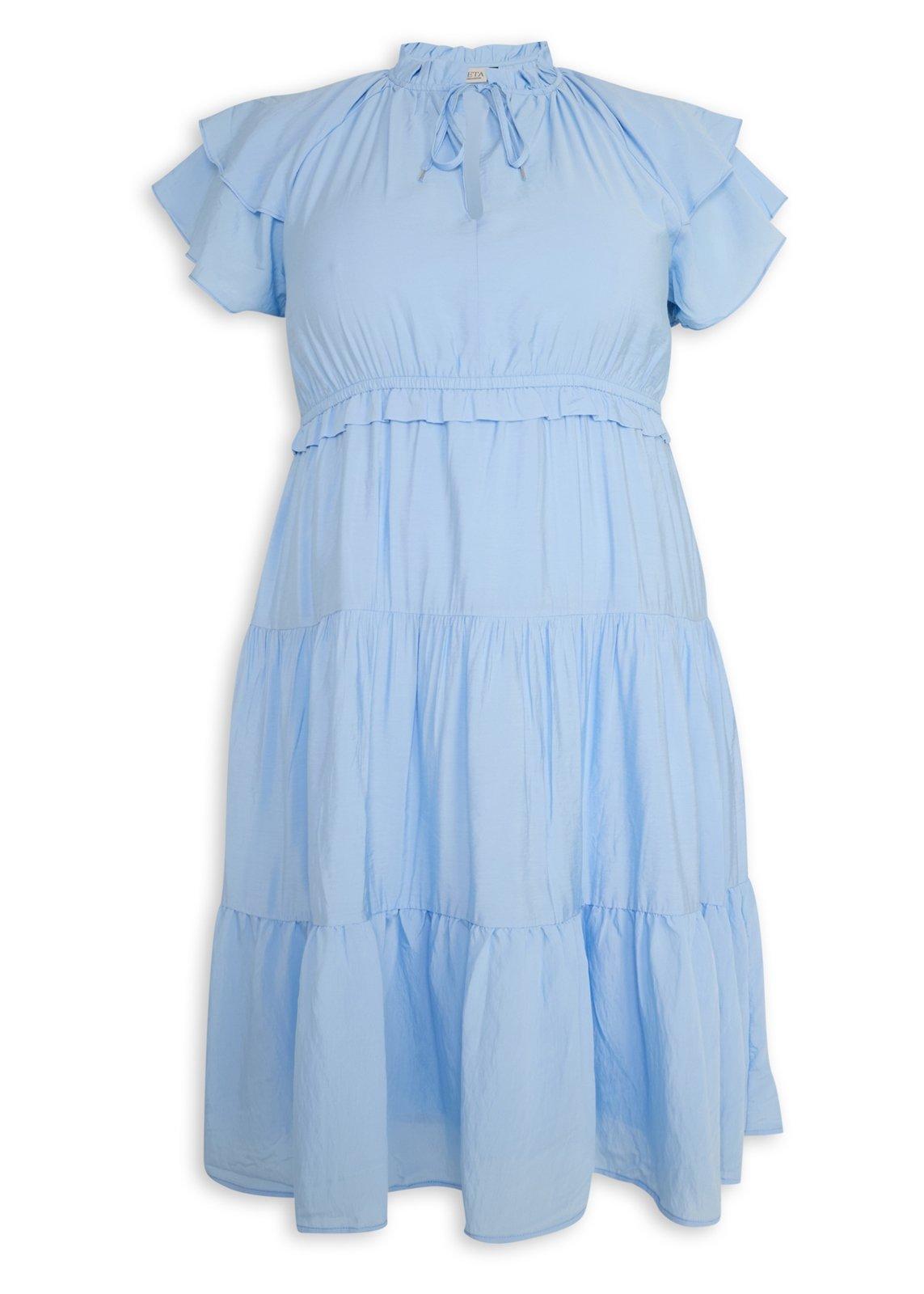 Pale Blue Ruffle Plus Size Dress (3223617) | Zeta