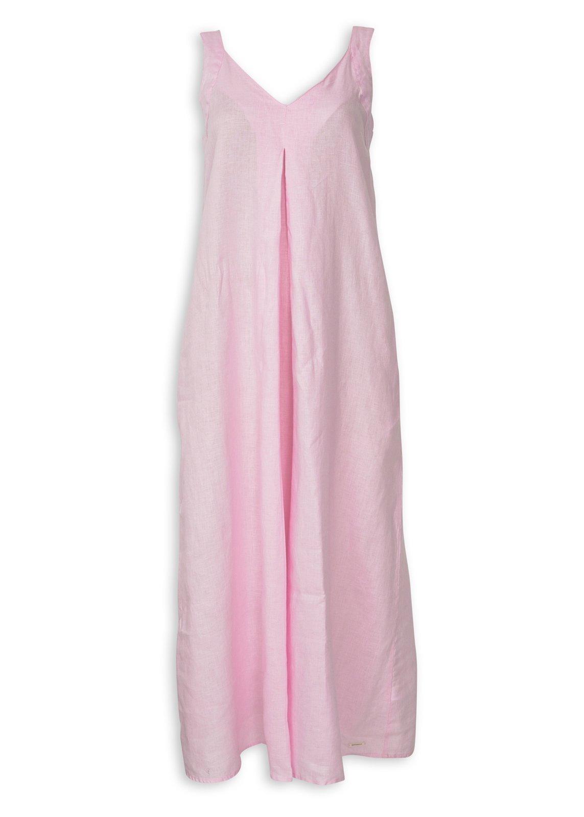 Soft Pink Linen A-line Dress (3224302) | Earthaddict