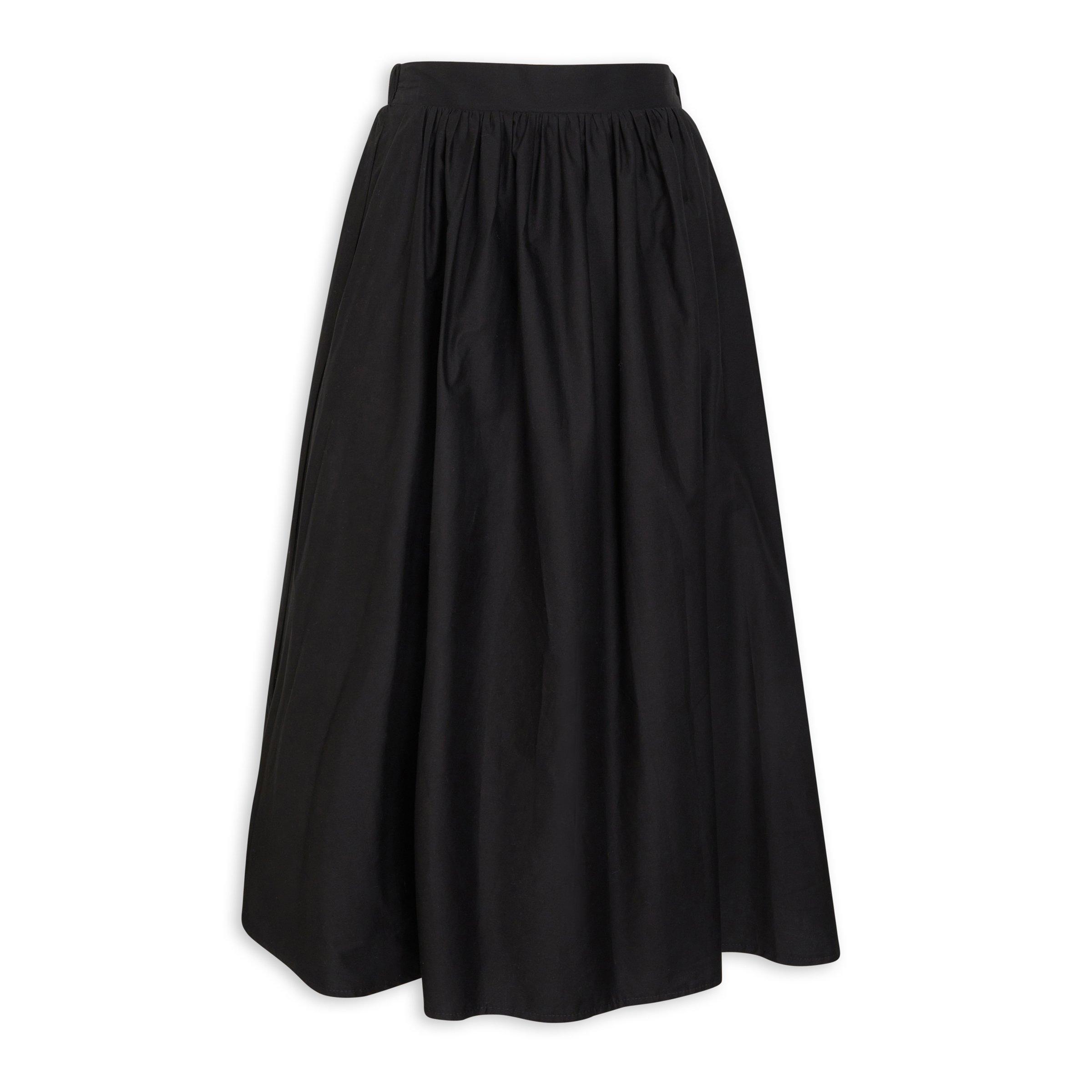 Black Poplin MIdi Skirt (3224777) | Identity