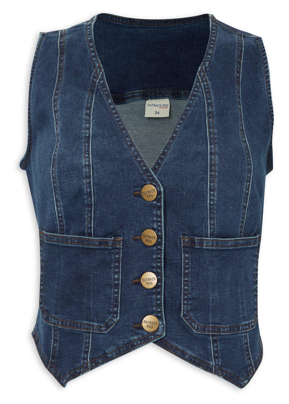 Denim Waistcoat with Gold Buttons (3225137) | OUTBACK RED