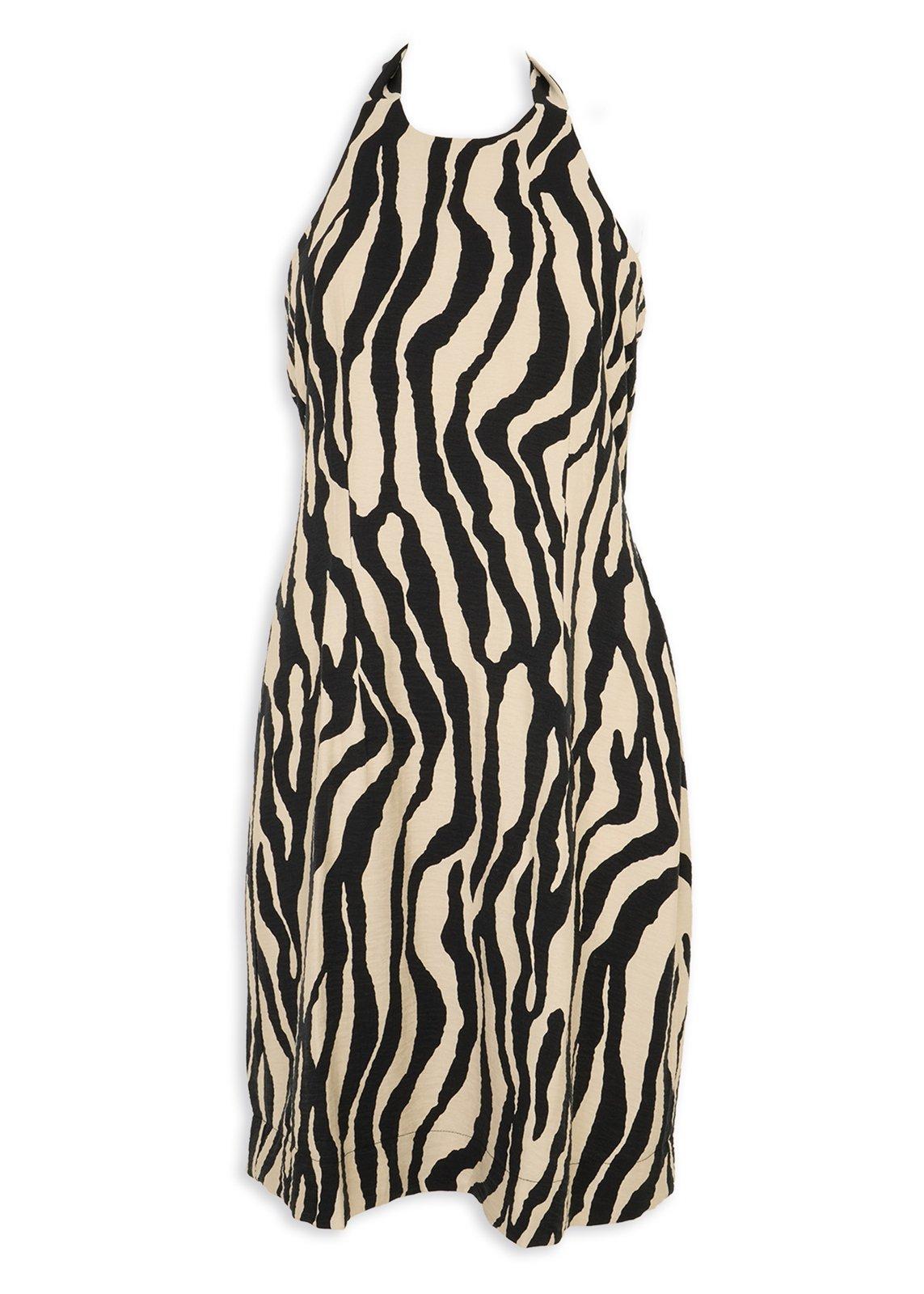 Zebra Print Halter Neck Dress (3225197)