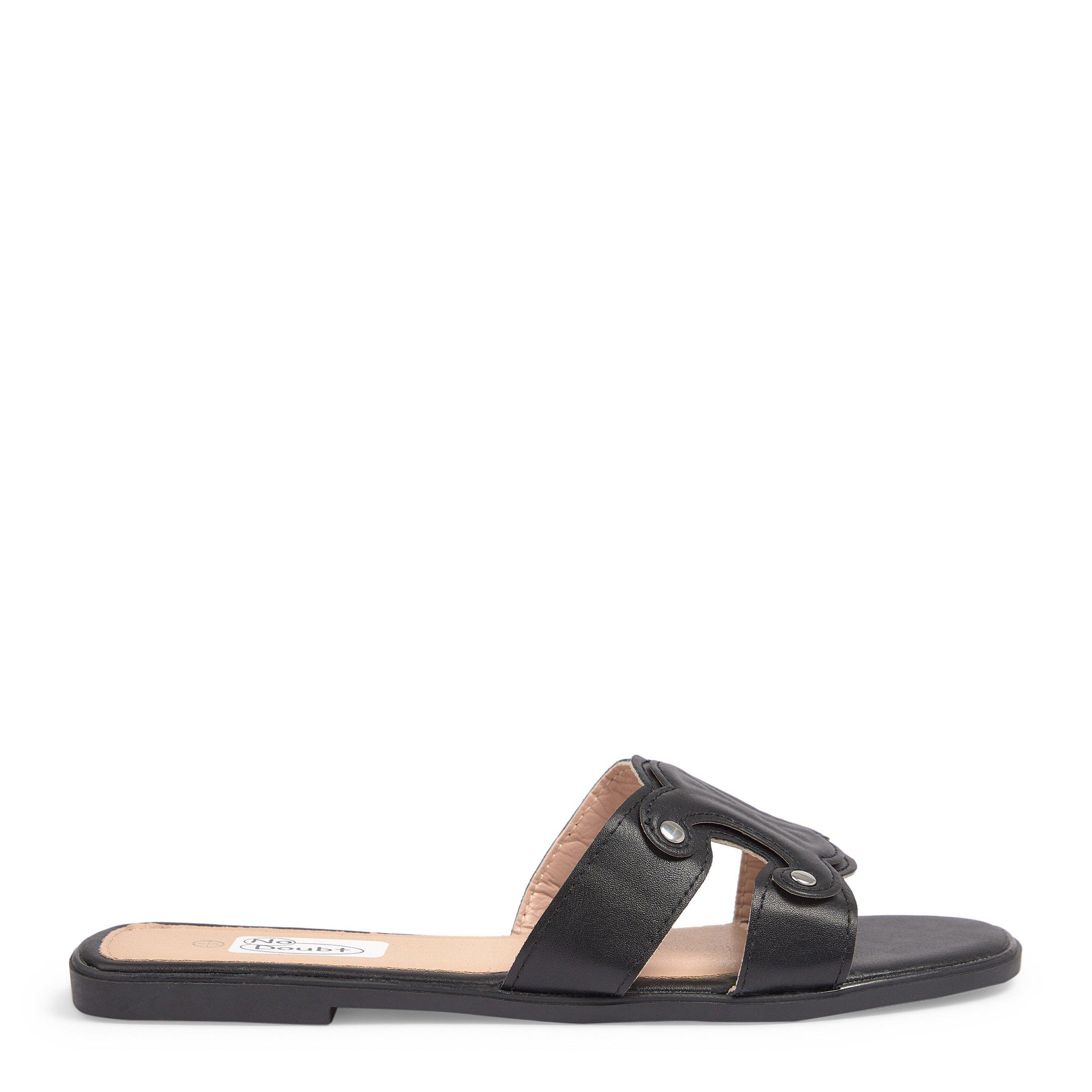 Black Flat Slip-On Slider Sandals (3225318) | No Doubt