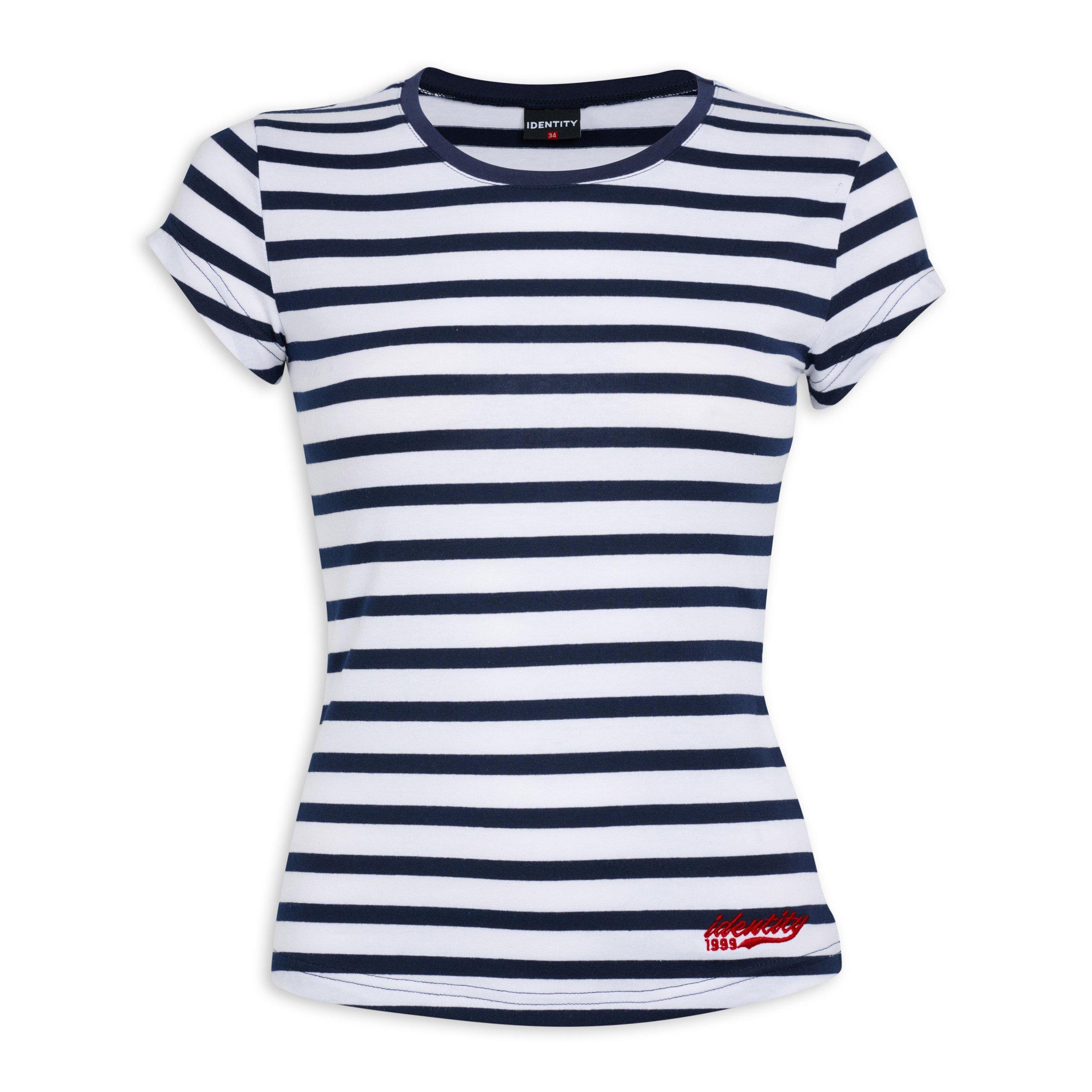 Navy Striped Fitted T-Shirt (3225862) | Identity