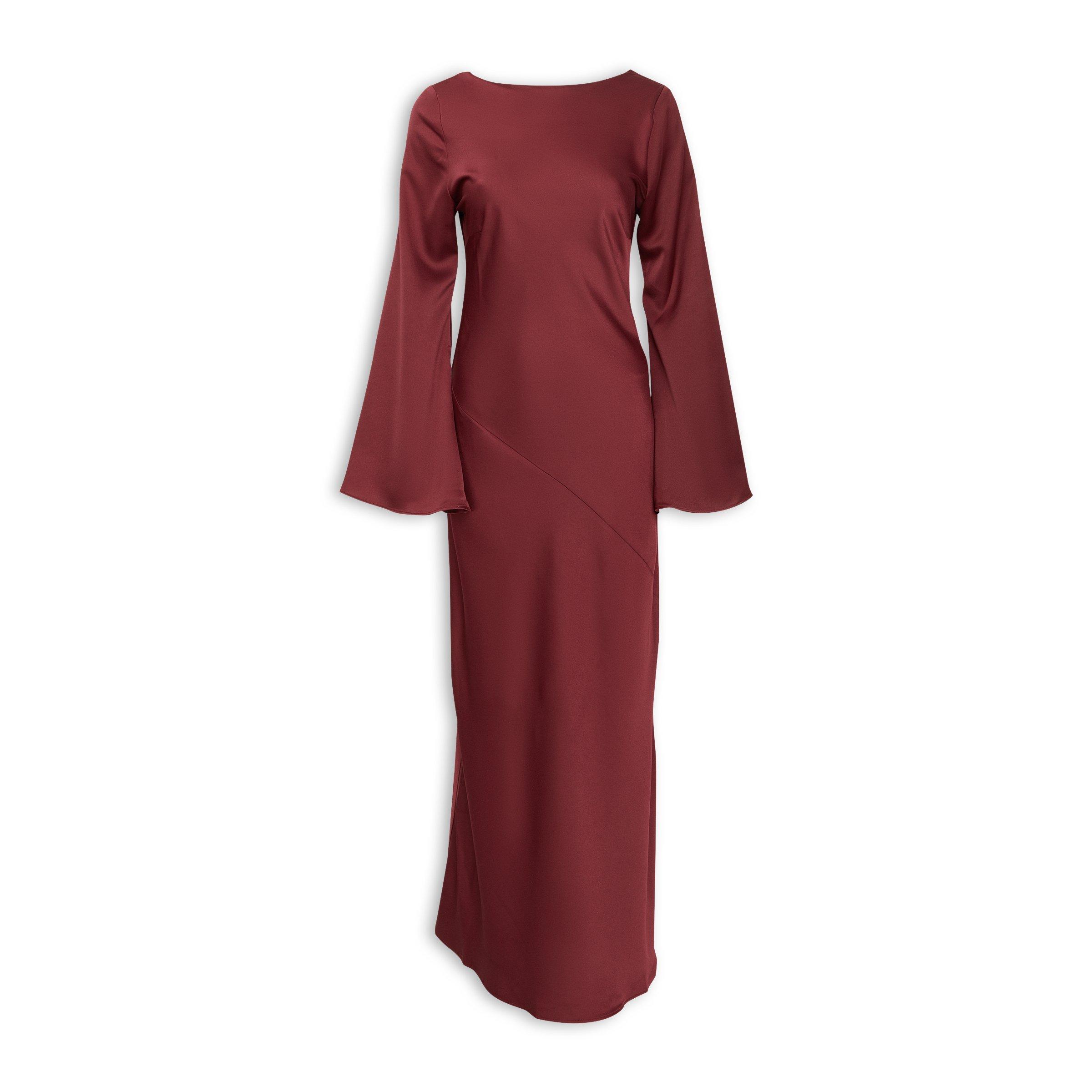 Burgundy Long Sleeve Cowl Dress (3226016) | Arlow