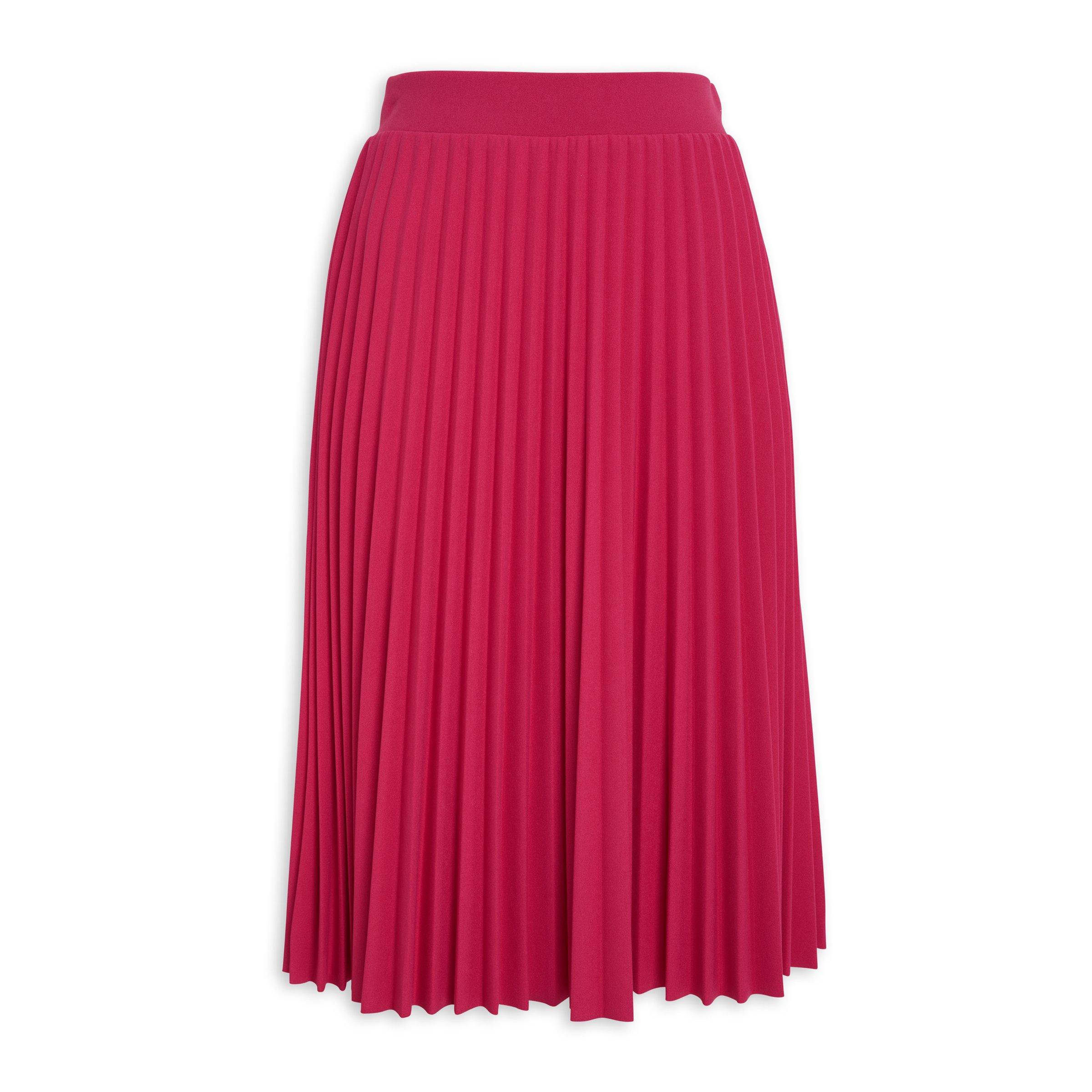 Hot Pink Crepe Pleated Skirt (3226053) | Identity