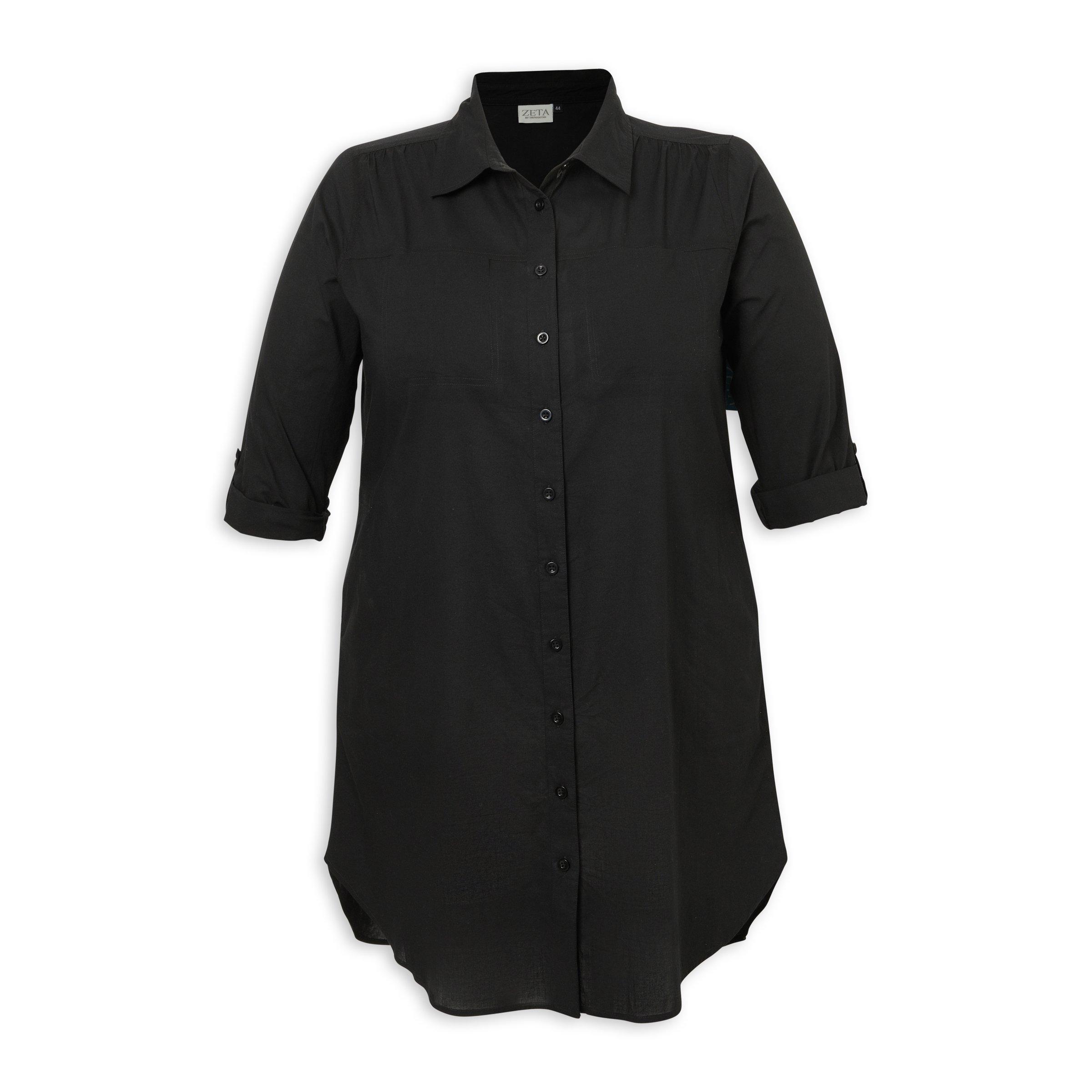 Black Longer Length Plus Size Shirt (3226313) | Zeta