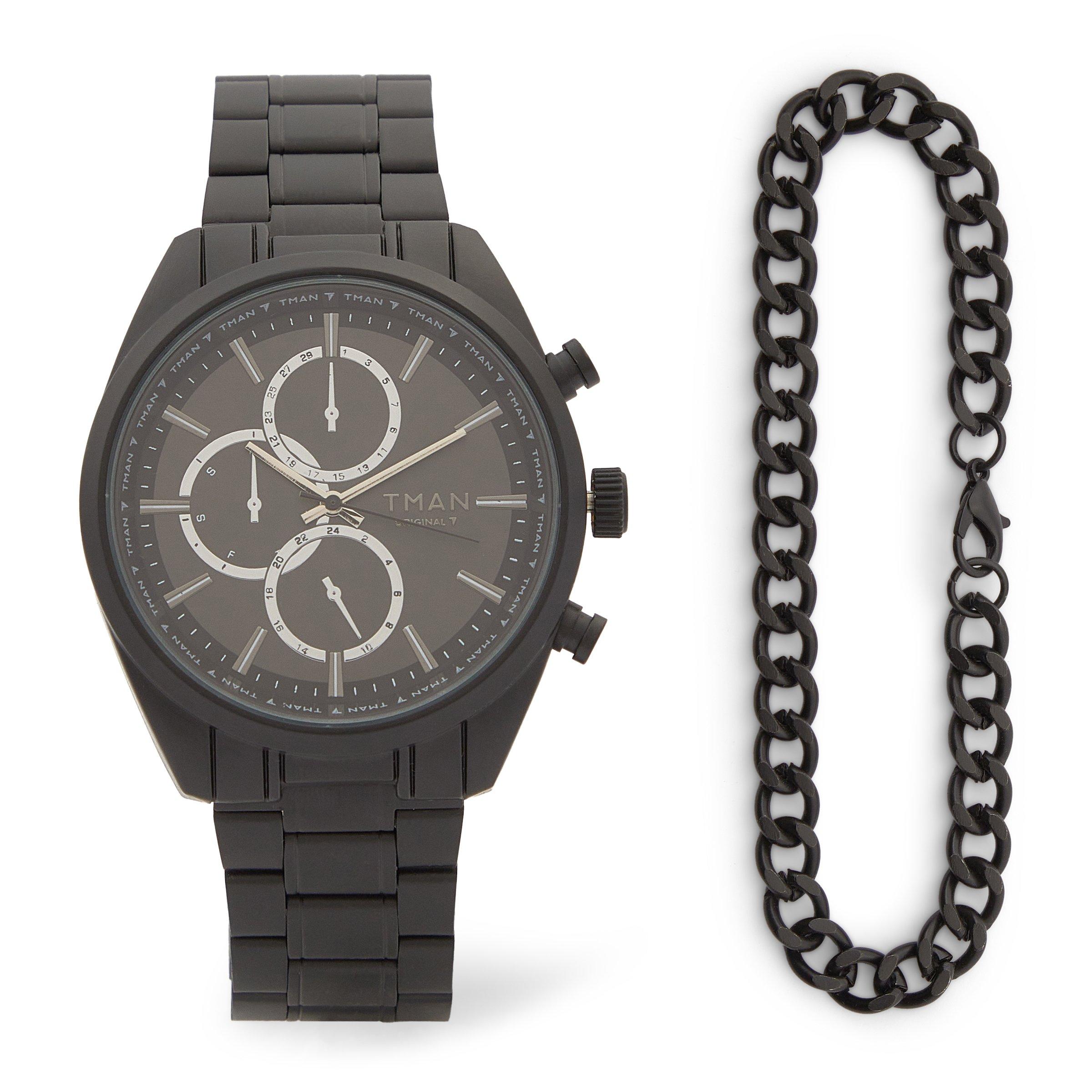 Black Metal Watch and Bracelet Set (3226332) | Truworths Man