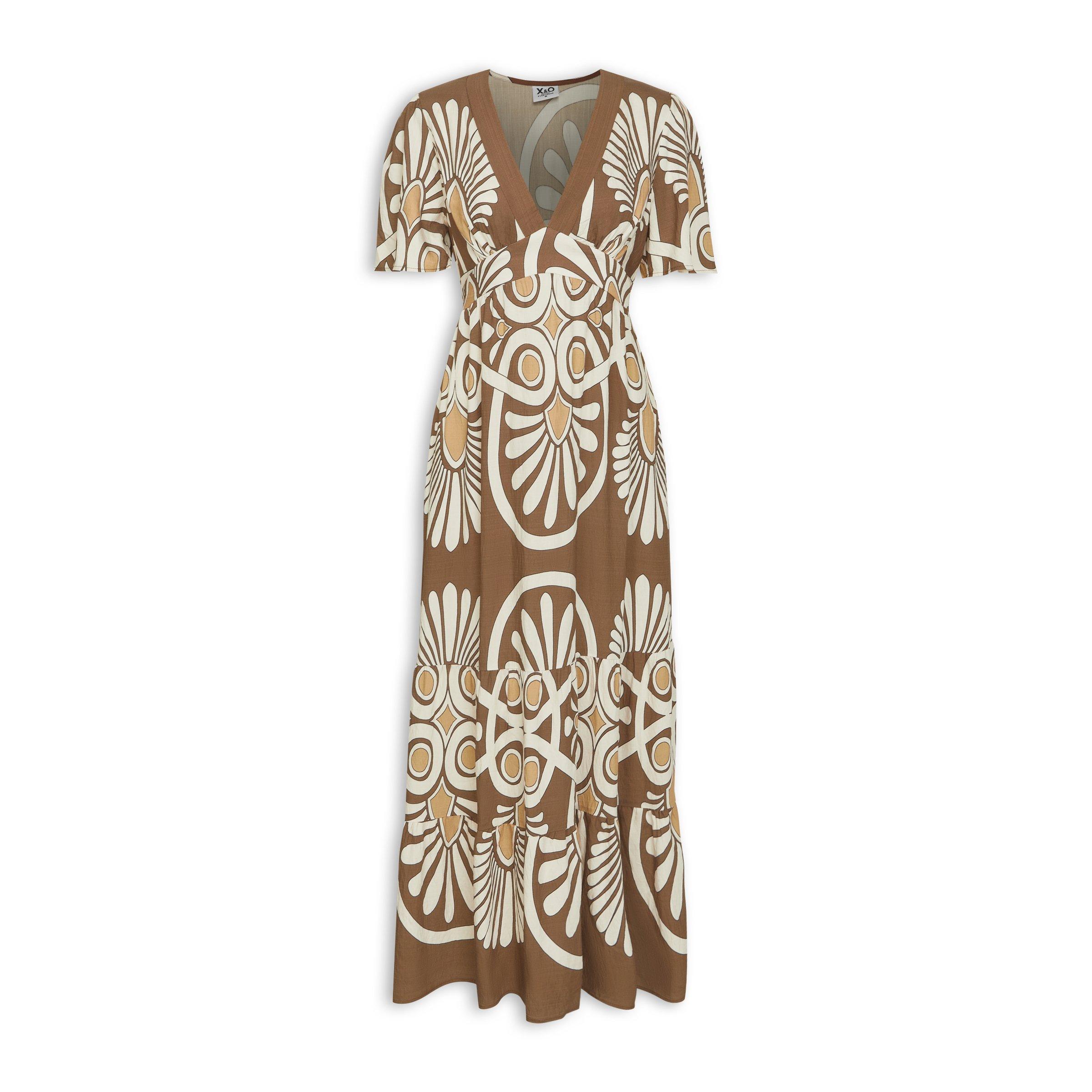 Shelbie Sheer Waist Maxi Dress Chocolate
