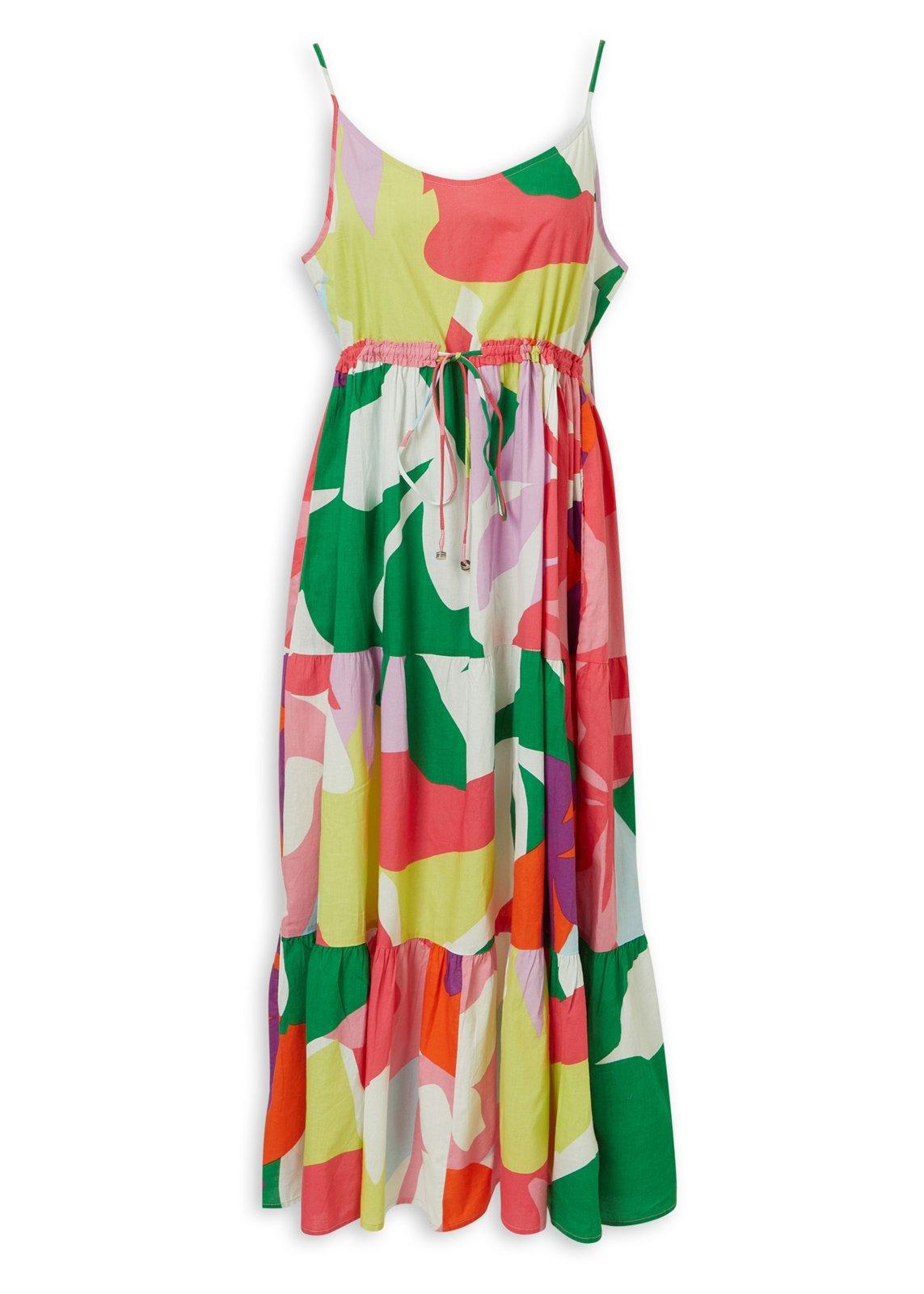 Business Print Tiered Traditional Gown Dress