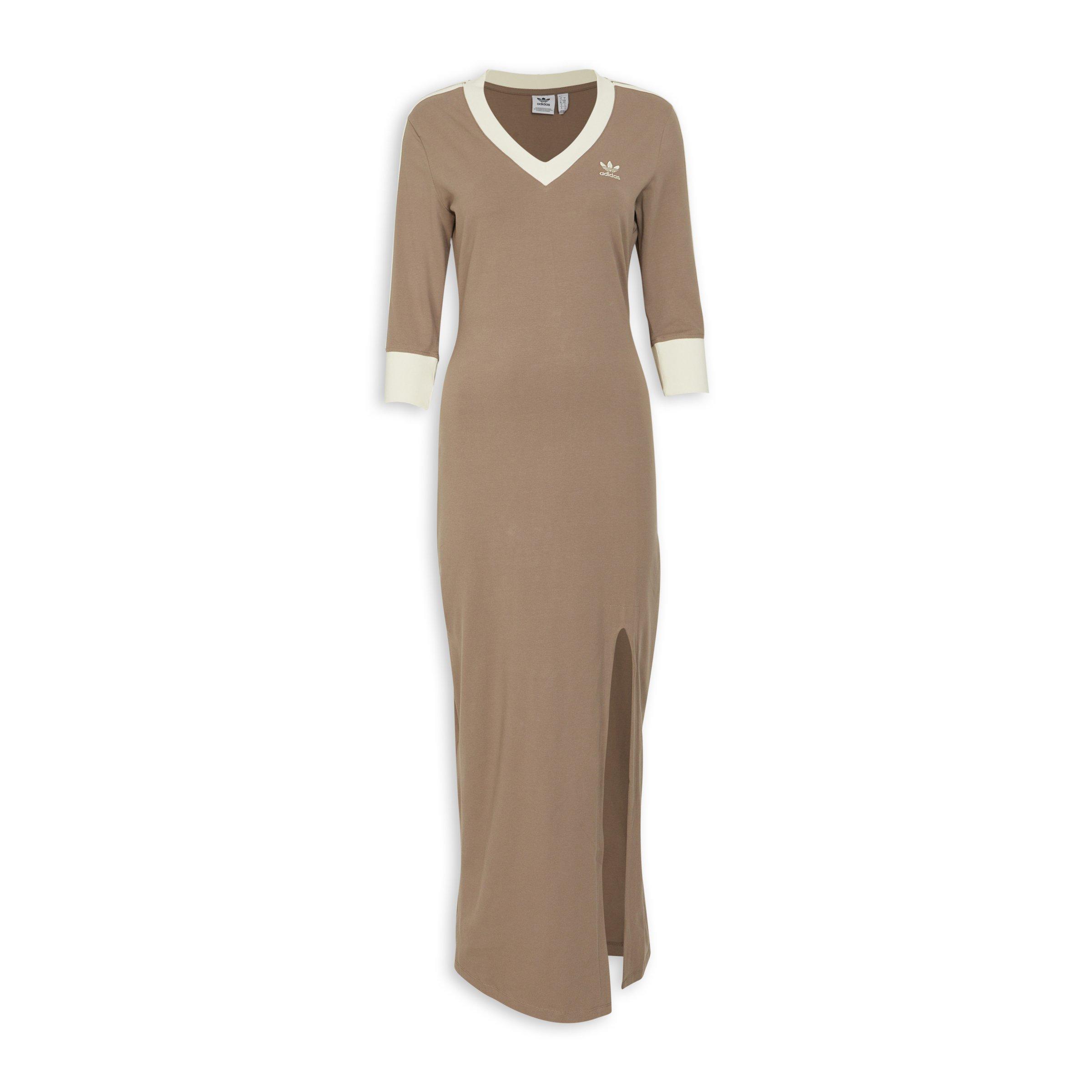 Beige V-Neck Dress