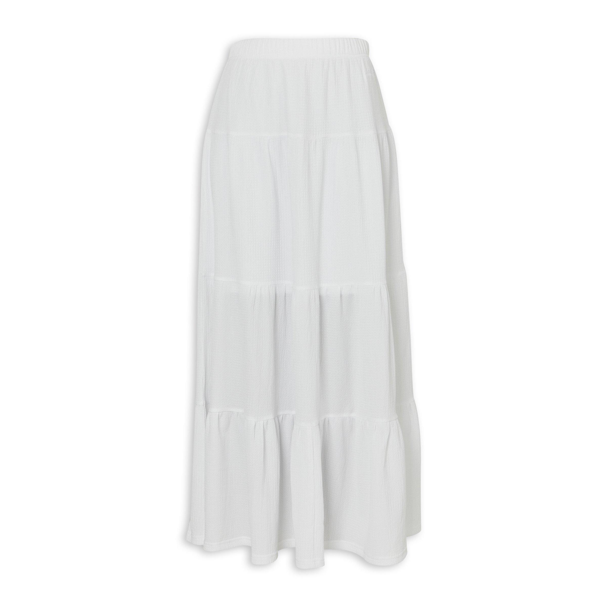 White Textured Tiered Skirt (3227983) | Identity