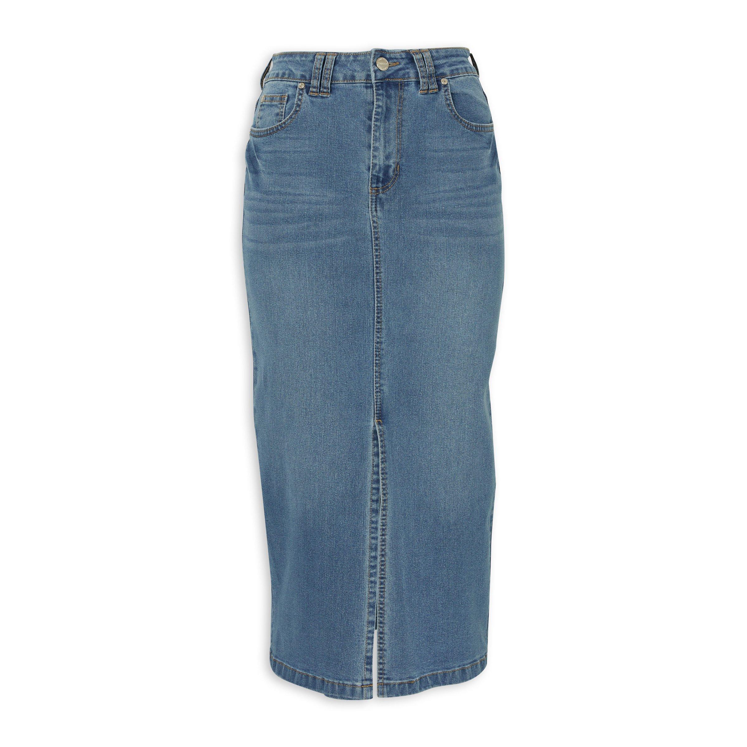 Blue Pencil Skirt with Front Slit (3228179) | Identity