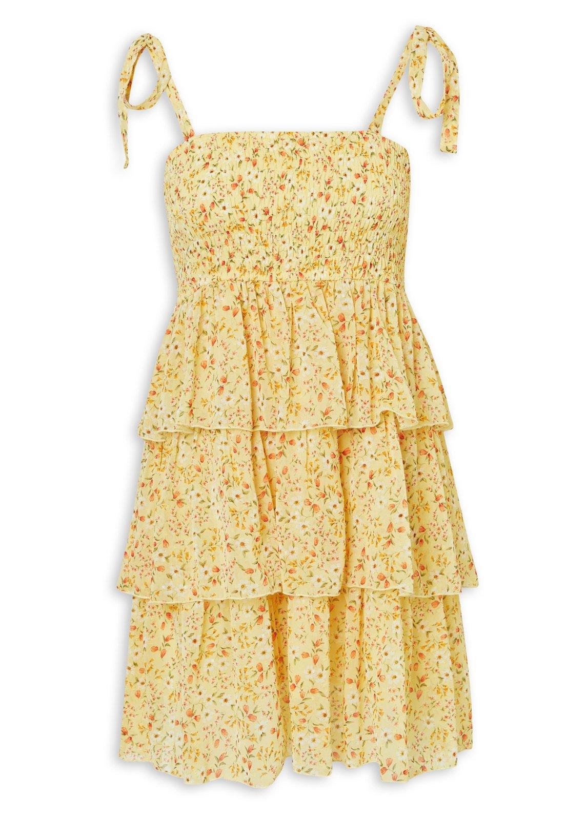 Yellow Tiered Floral Dress (3228180) | Hey Betty