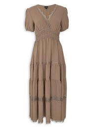 Brown Lace Trim Tiered Dress 3229119 Truworths