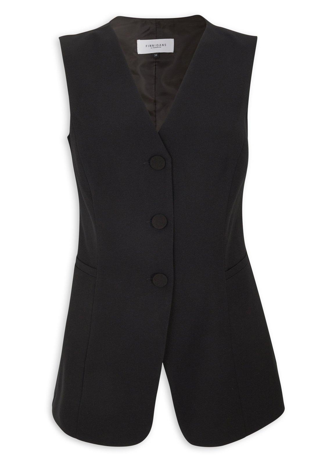 Black Longer Length Waistcoat (3229843) | Finnigans