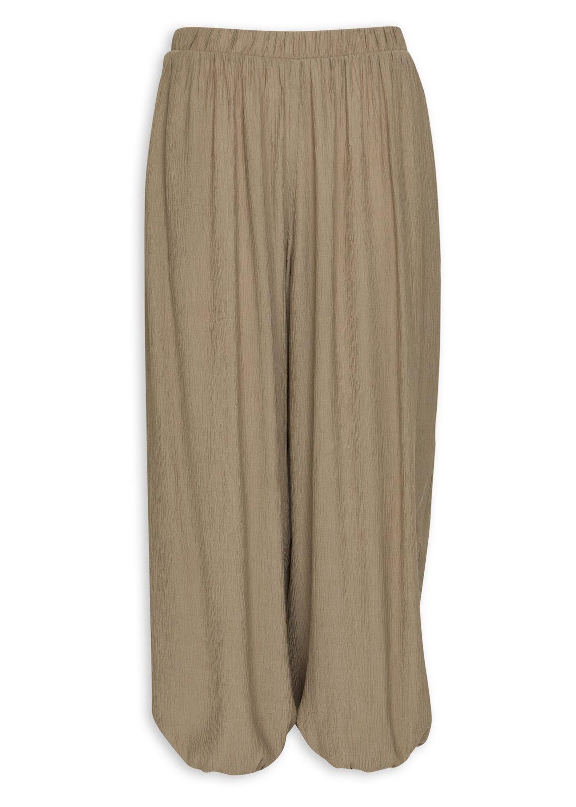 Brown Crinkle Cotton Harem Pants (3229874) | TRS