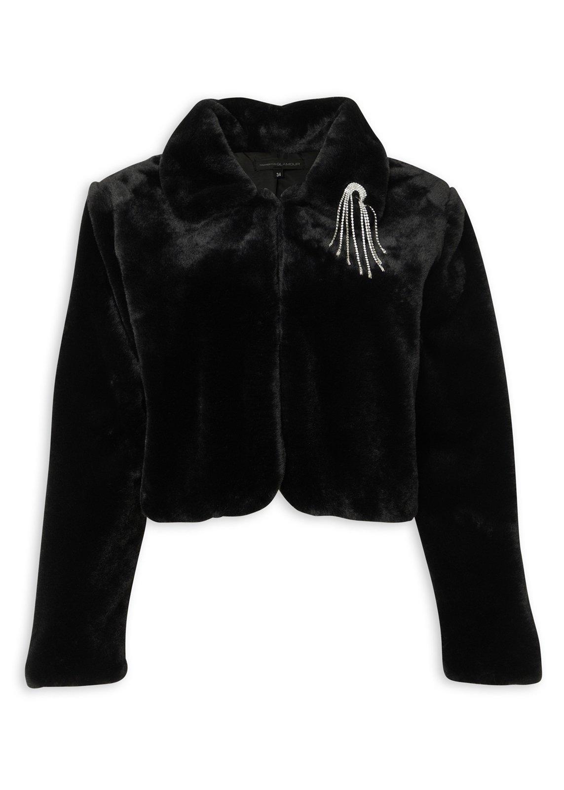 Black Faux Fur Cropped Bolero Jacket (3230111) | Truworths