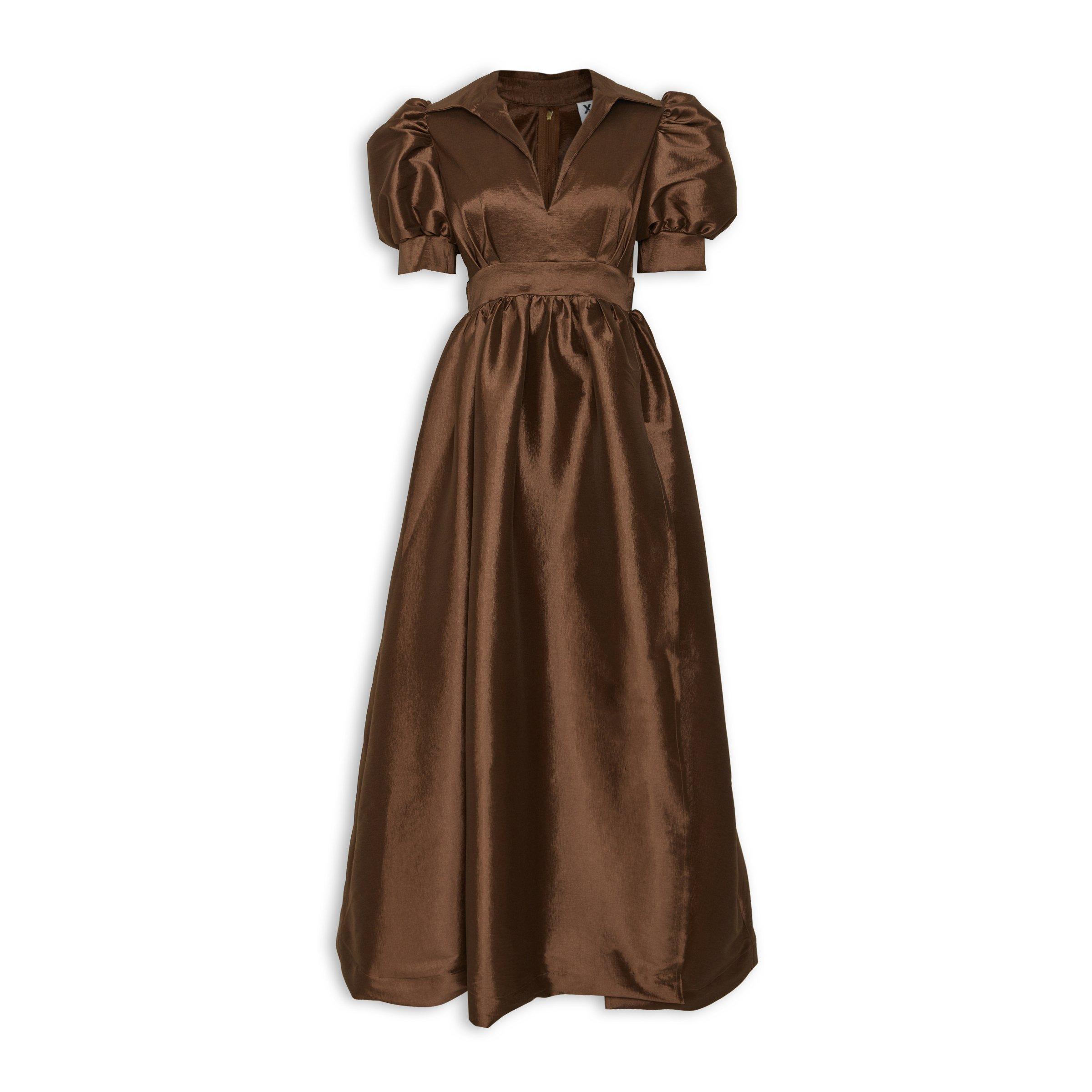 Chocolate Brown Taffeta Maxi Dress (3231315) | X&O Ladies