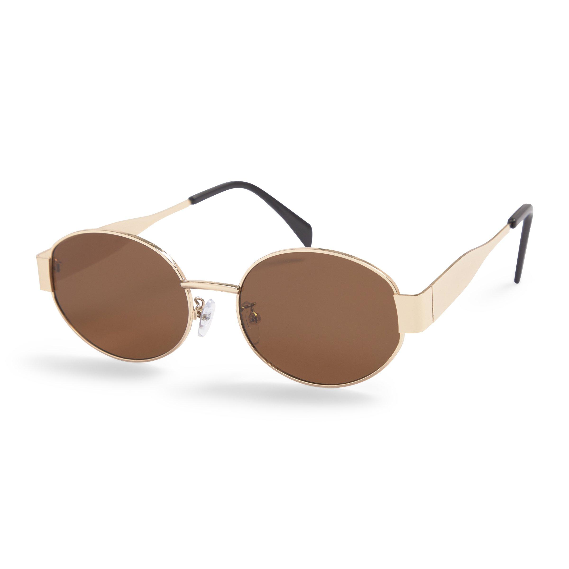 Gold Oval Brown Sunglasses (3231352) | Avanglion Sunglasses