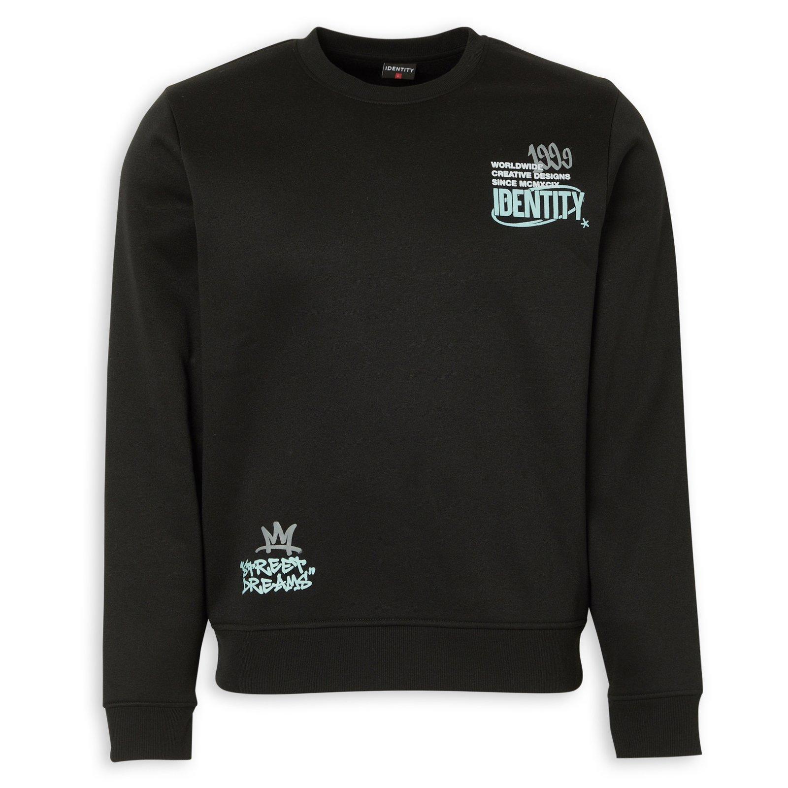 Black Back and Front Print Sweatshirt (3231722) | Identity