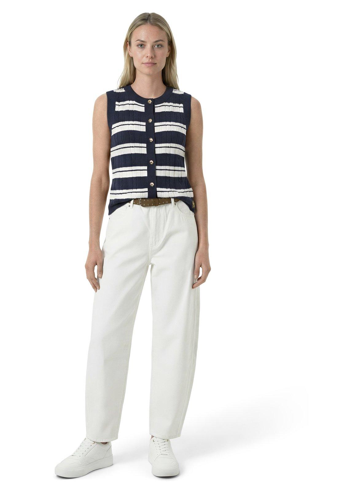 Navy & White Striped Knit Vest (3231901) | OUTBACK RED