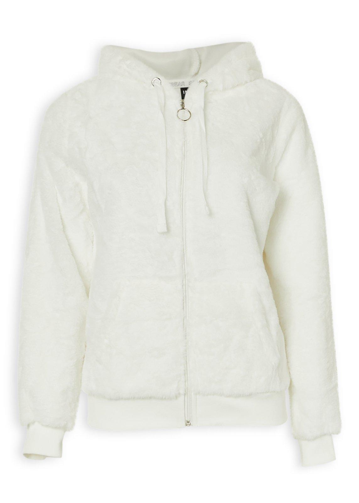 White Fluffy Zip Through Hoodie (3232092) | Inwear