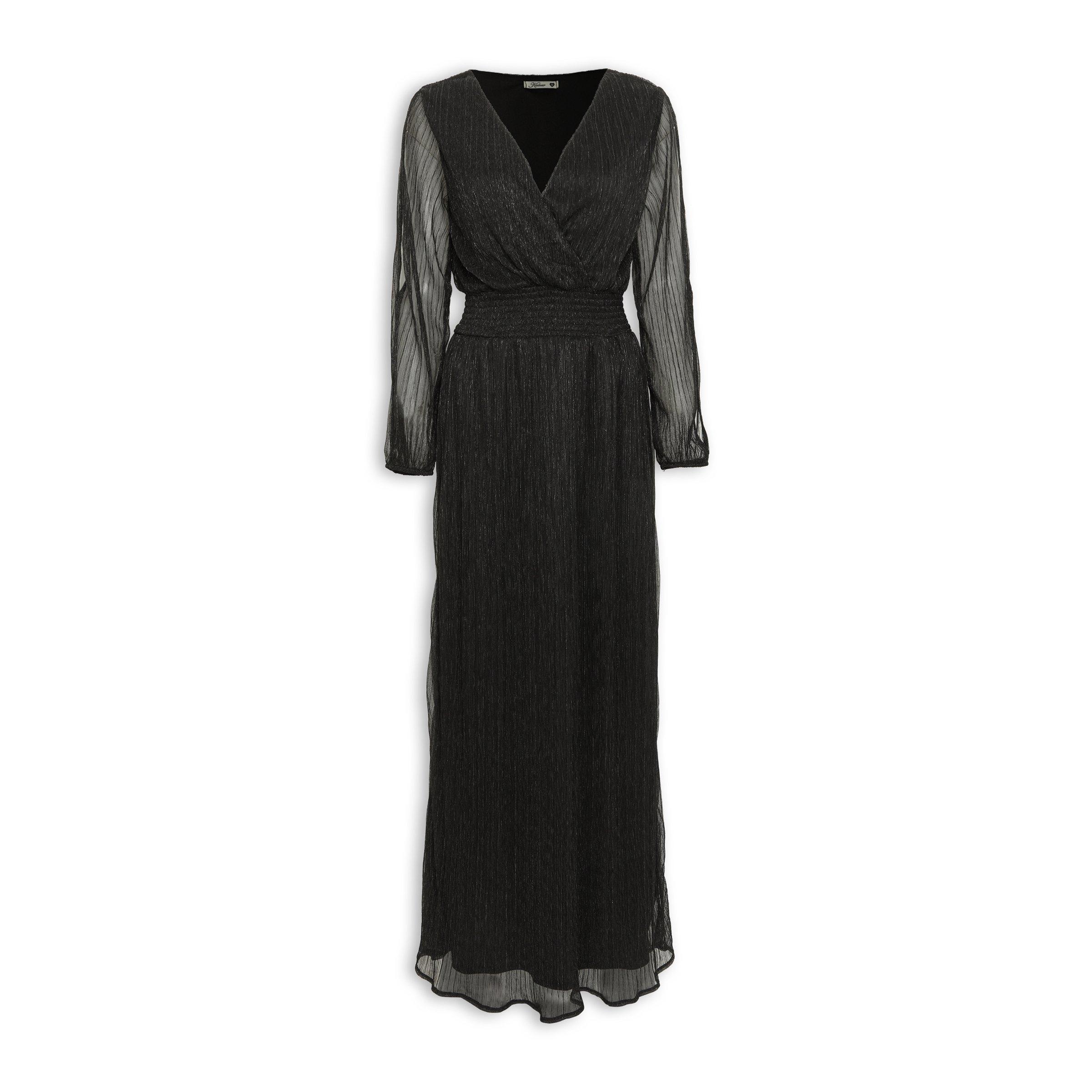Black Pleated Maxi Dress (3232506) | Kameo