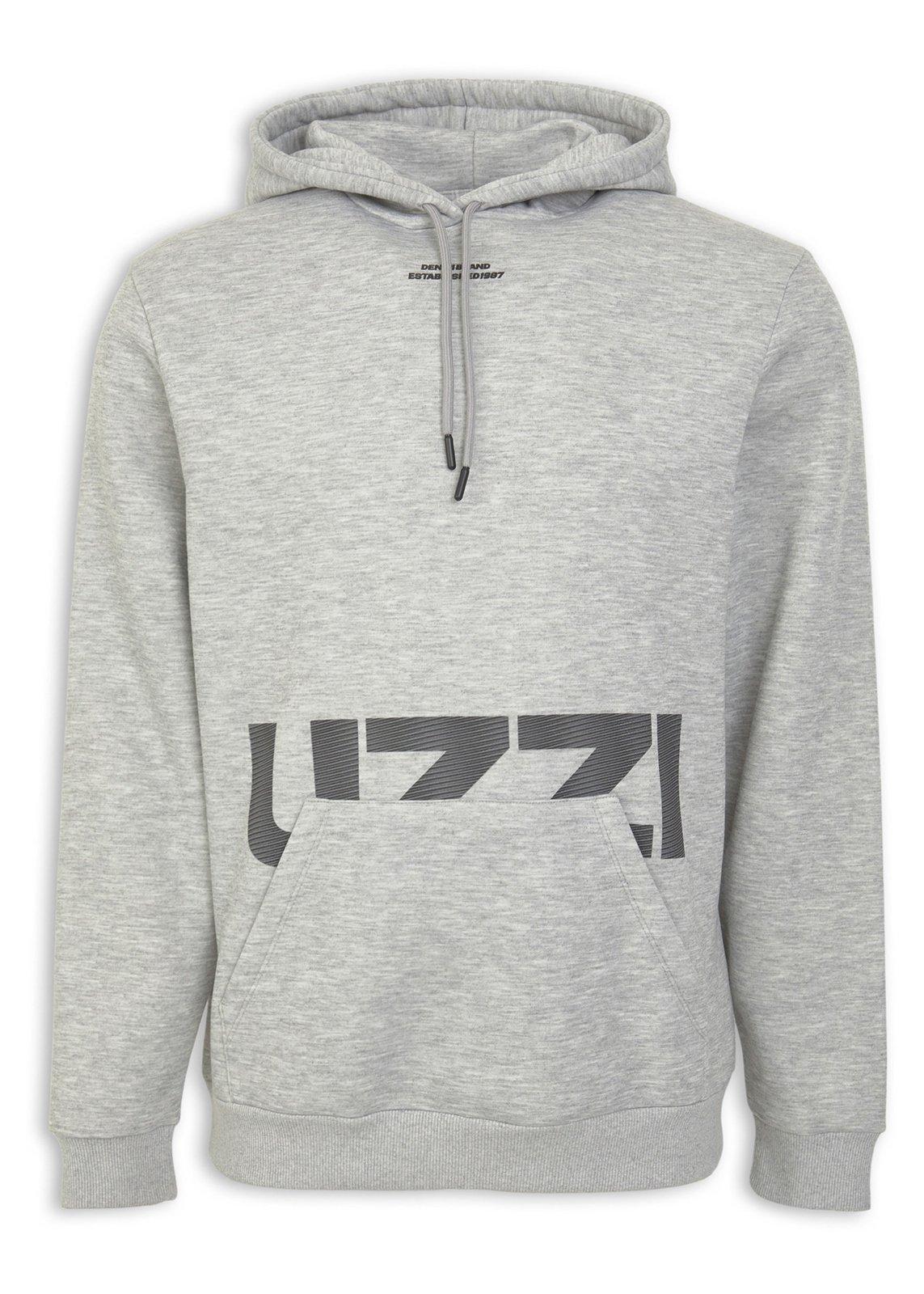 Grey Graphic Fleece Hoodie (3232553) | UZZI