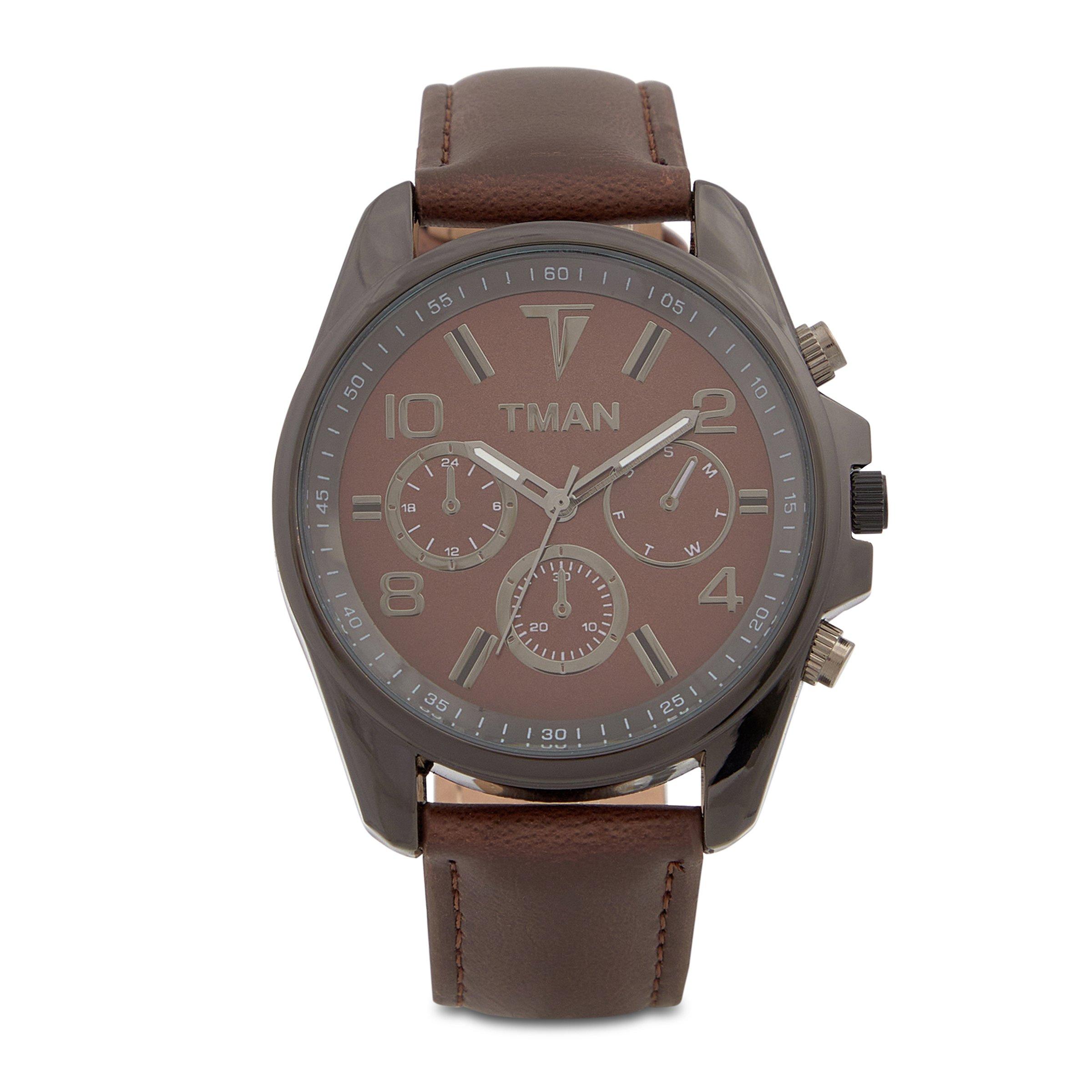 【オーダー】むーん様　No.315,No.277,No.219 TMAN Brown and Gunmetal PU Watch (3232841) | Truworths Man