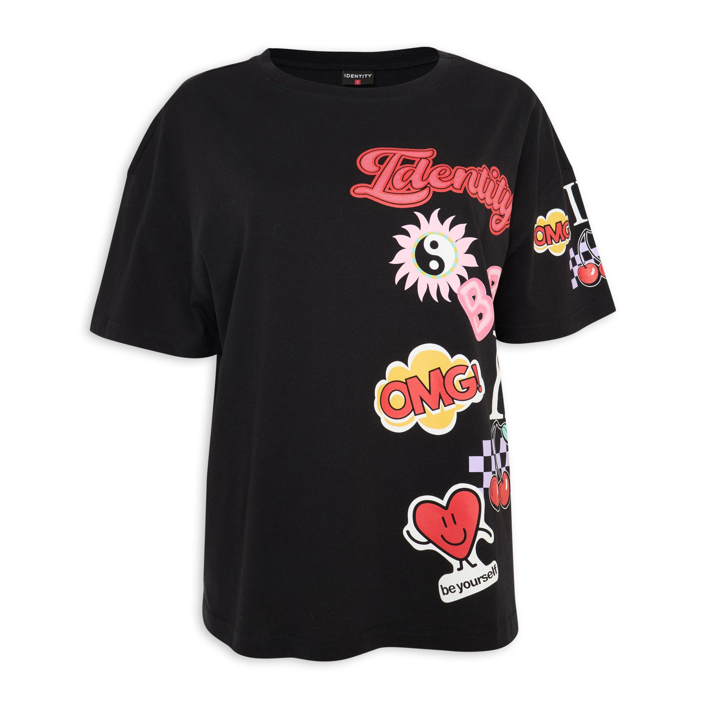 Black Oversized Graphic T-shirt (3233314) | Identity