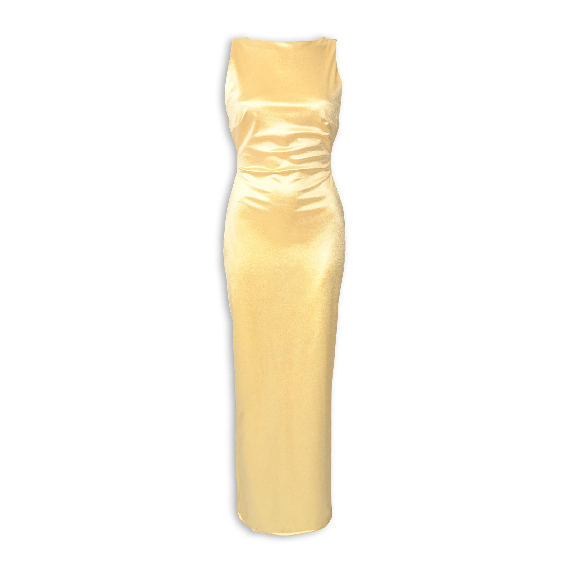 Yellow Draped Back Dress (3233576) | Arlow