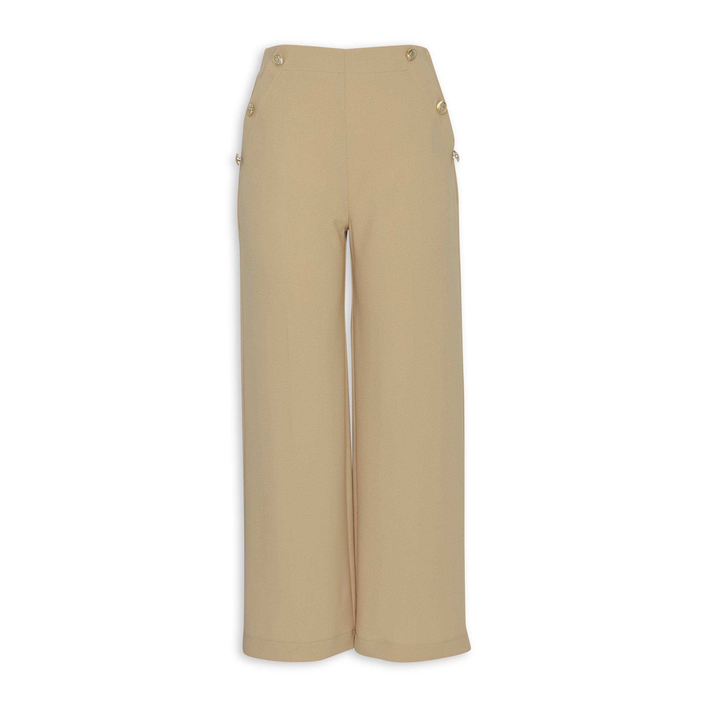 Brown Straight Leg Pants with Button Detail (3233702) | Identity