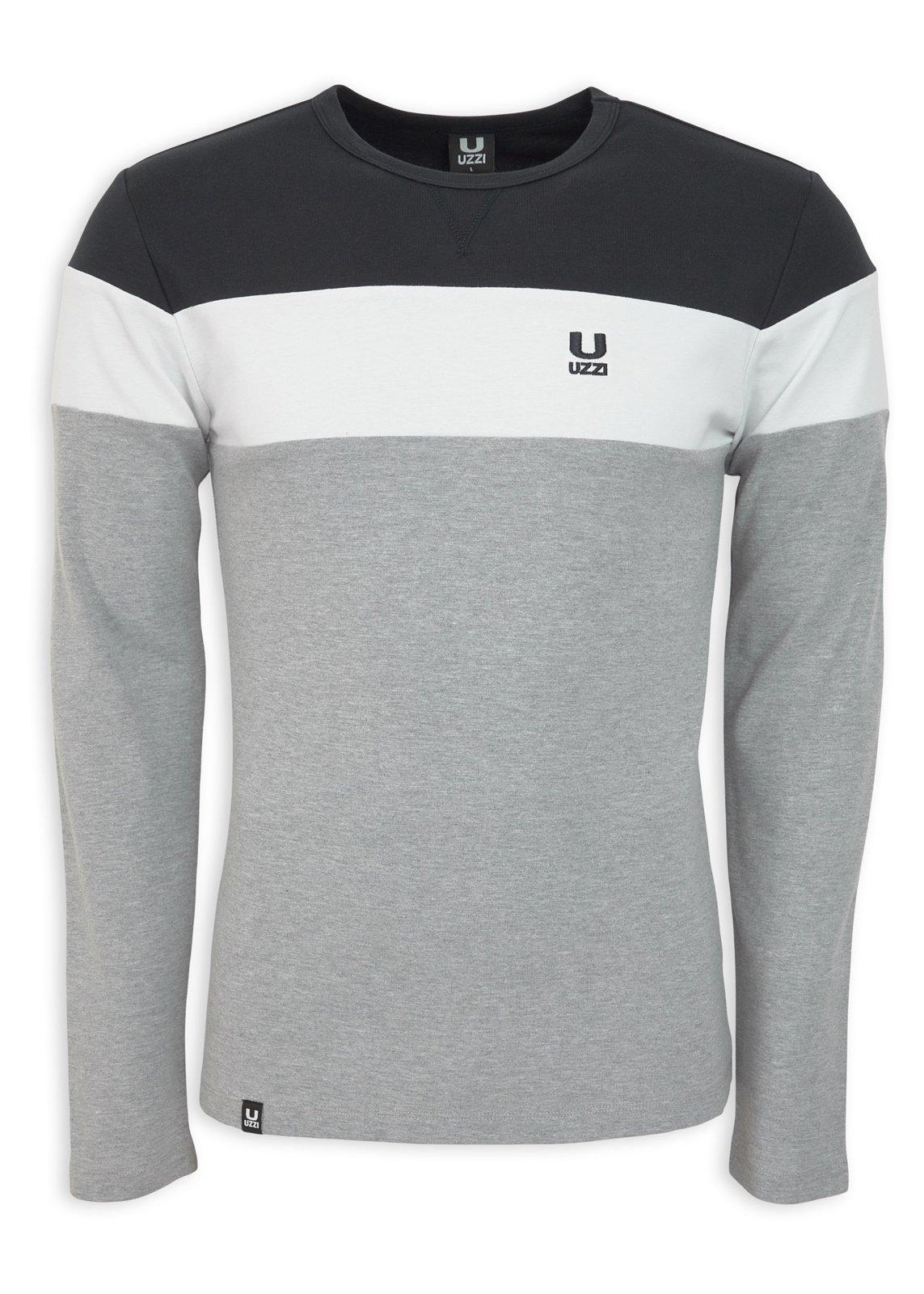 Grey Colourblocked Long Sleeve T-shirt (3233844) | UZZI