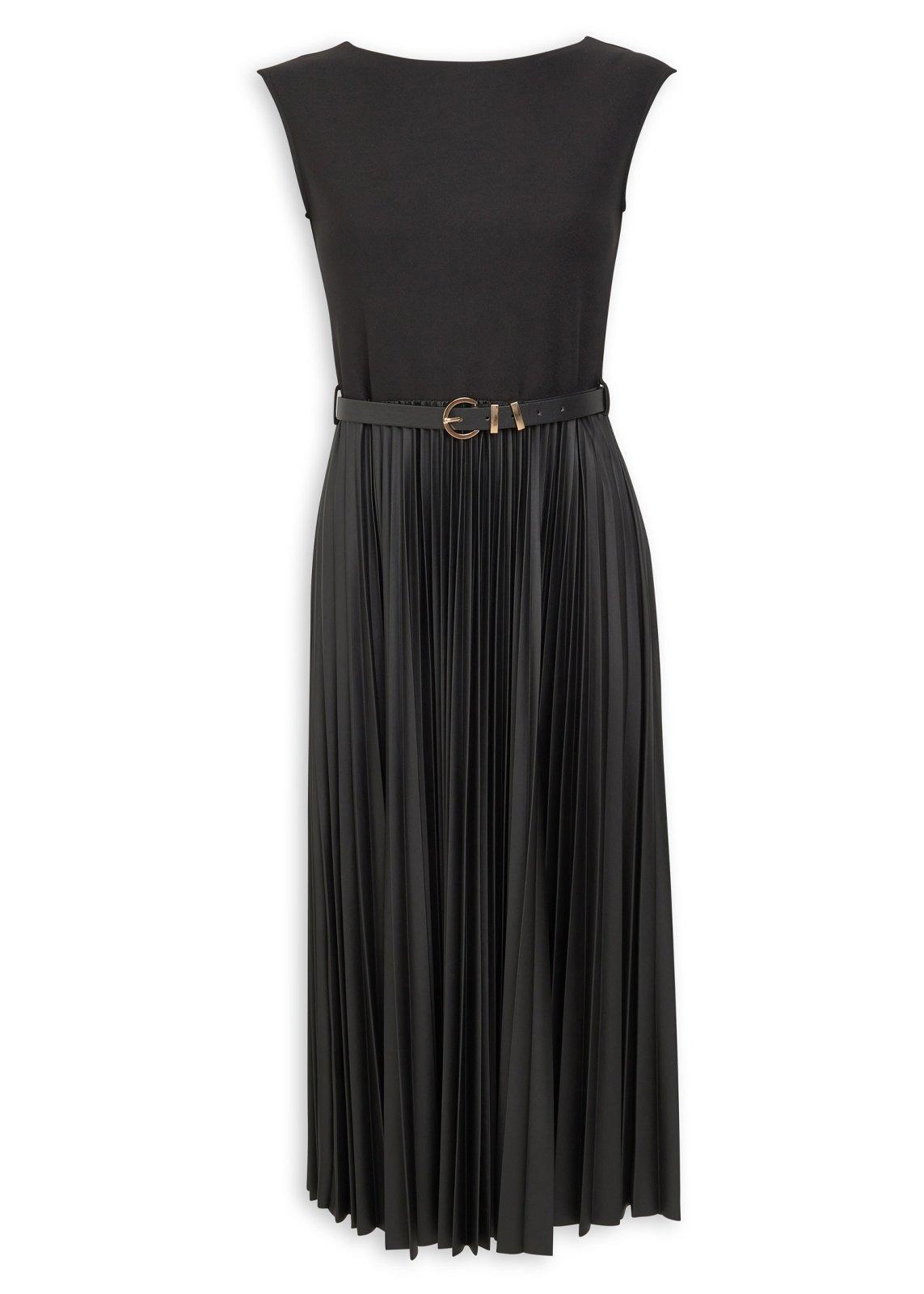 Black Pleated Sleeveless Midi Dress (3233887) | Daniel Hechter
