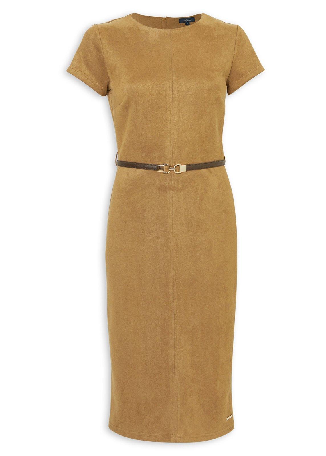 ^*^様 Atelier Dorf Tan Suede-Look Belted Midi Dress (3234137) | Daniel Hechter