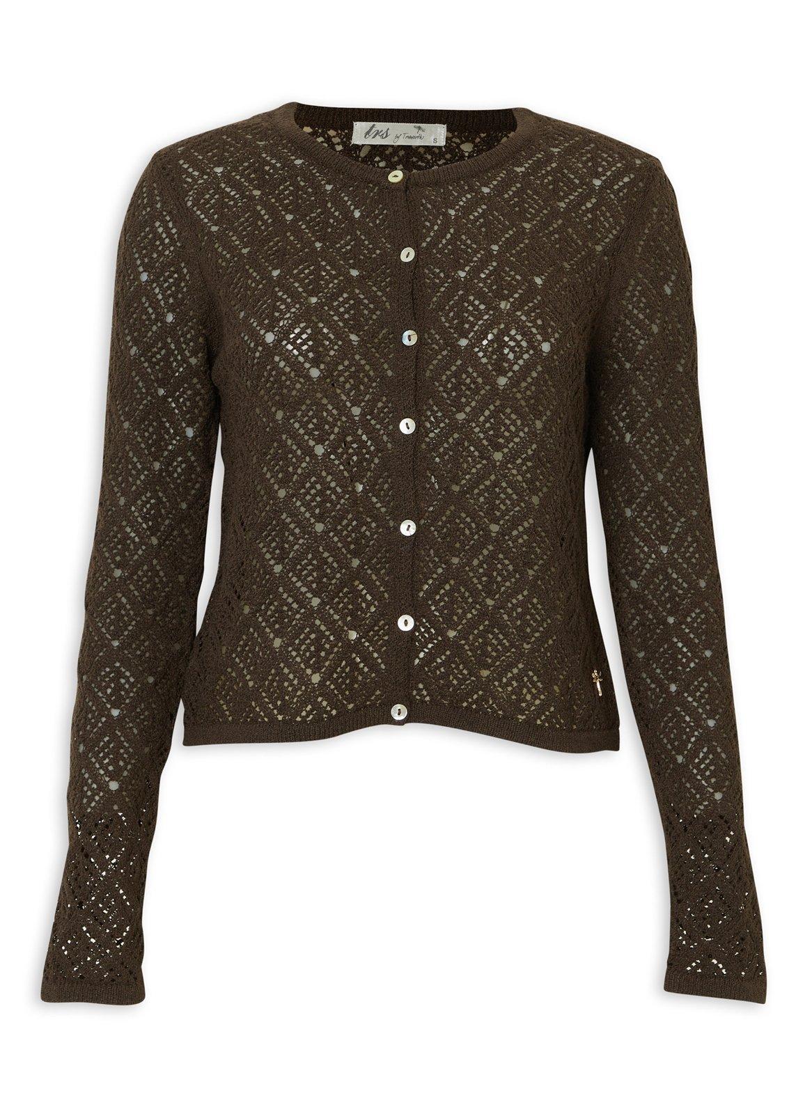 Brown Long Sleeve Lace Knit Cardigan (3234230) | TRS