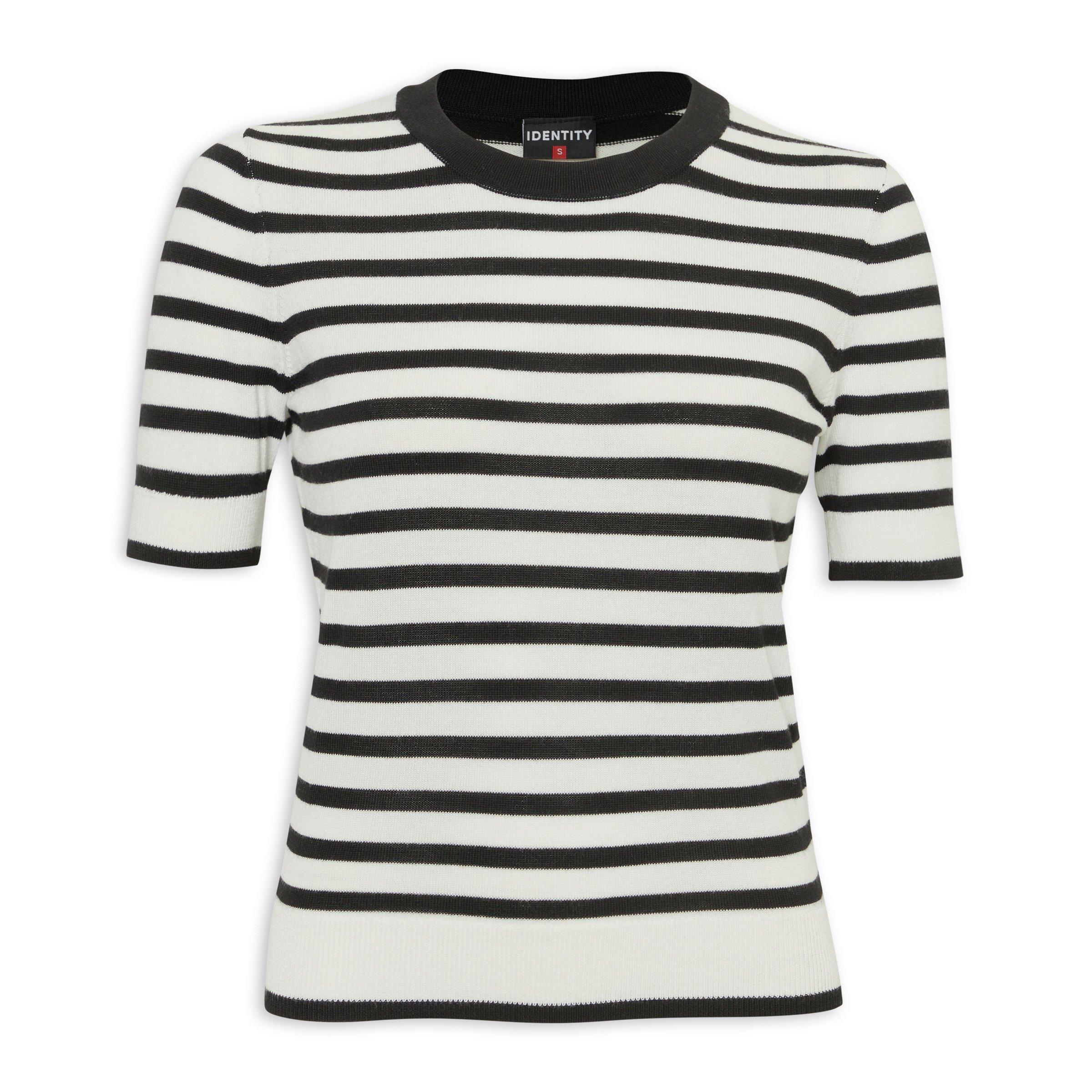 Black and White Striped Knit Top (3234242) | Identity