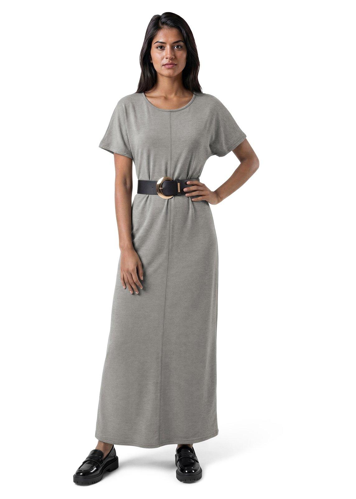 Grey Short Sleeve Maxi Dress (3234271) | Basix