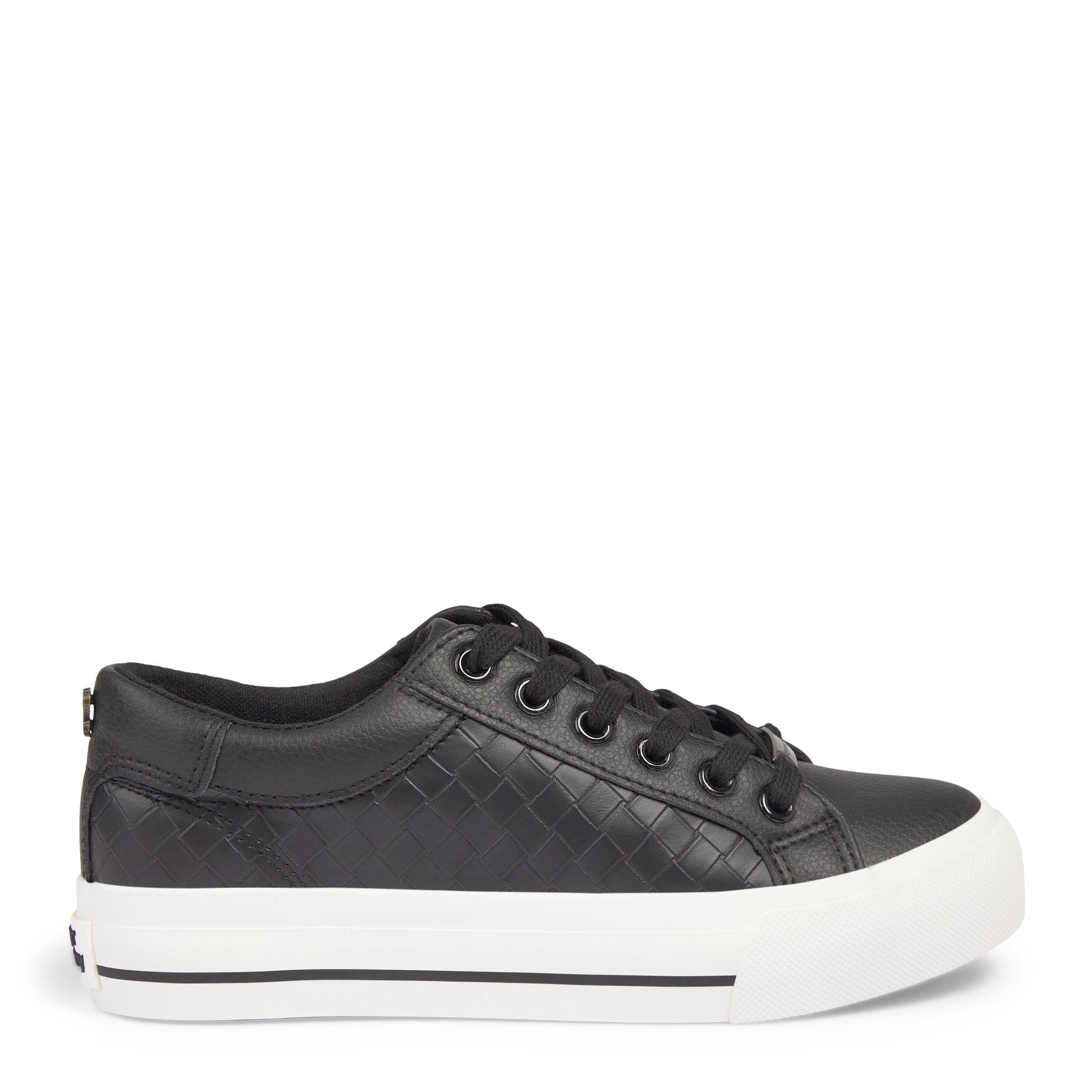 y414185　レディース　BLK M Black Woven Texture Platform Sneakers (3234421) | Ginger Mary